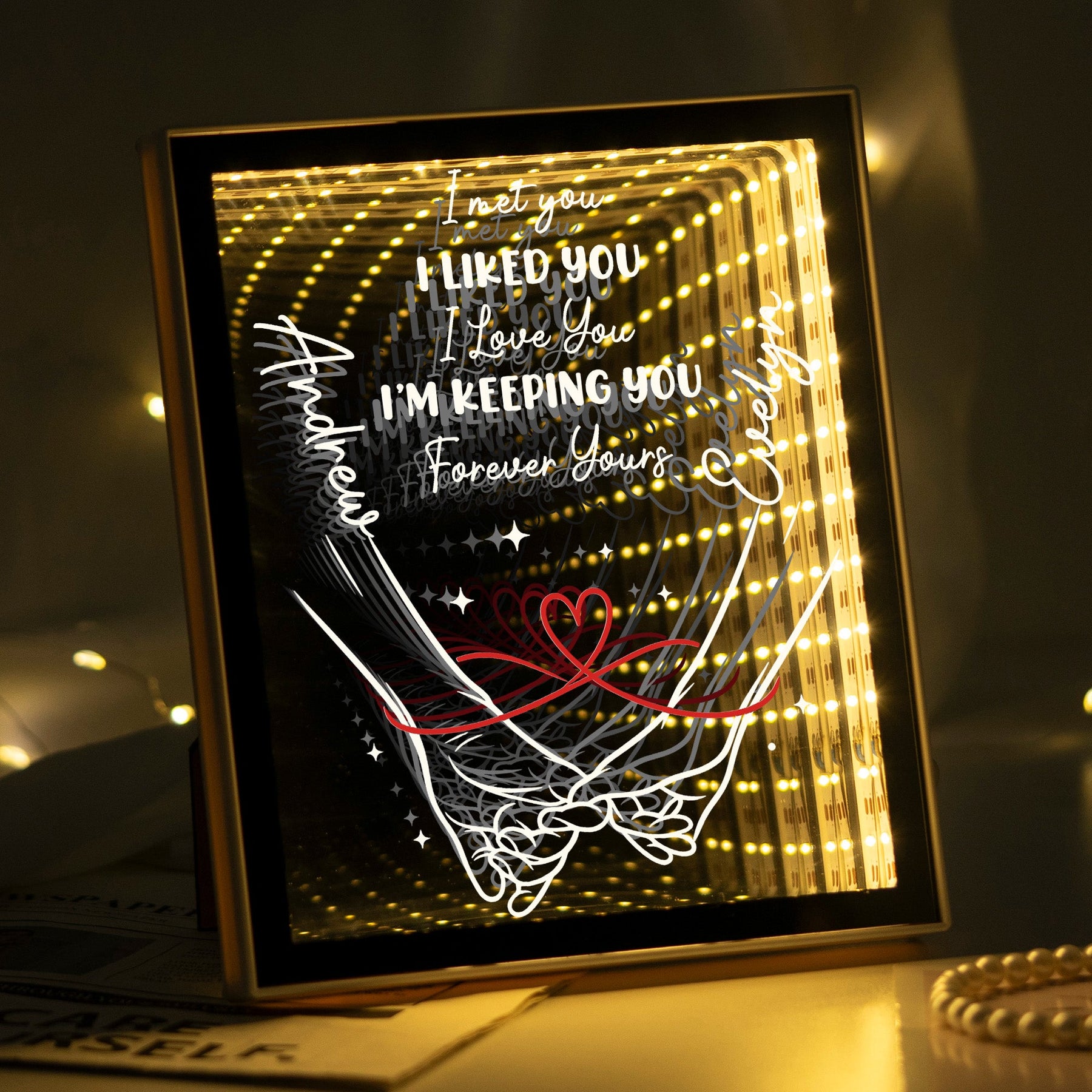 Infinity I’m Keeping You Forever Yours - Personalized Infinity Mirror Light Box
