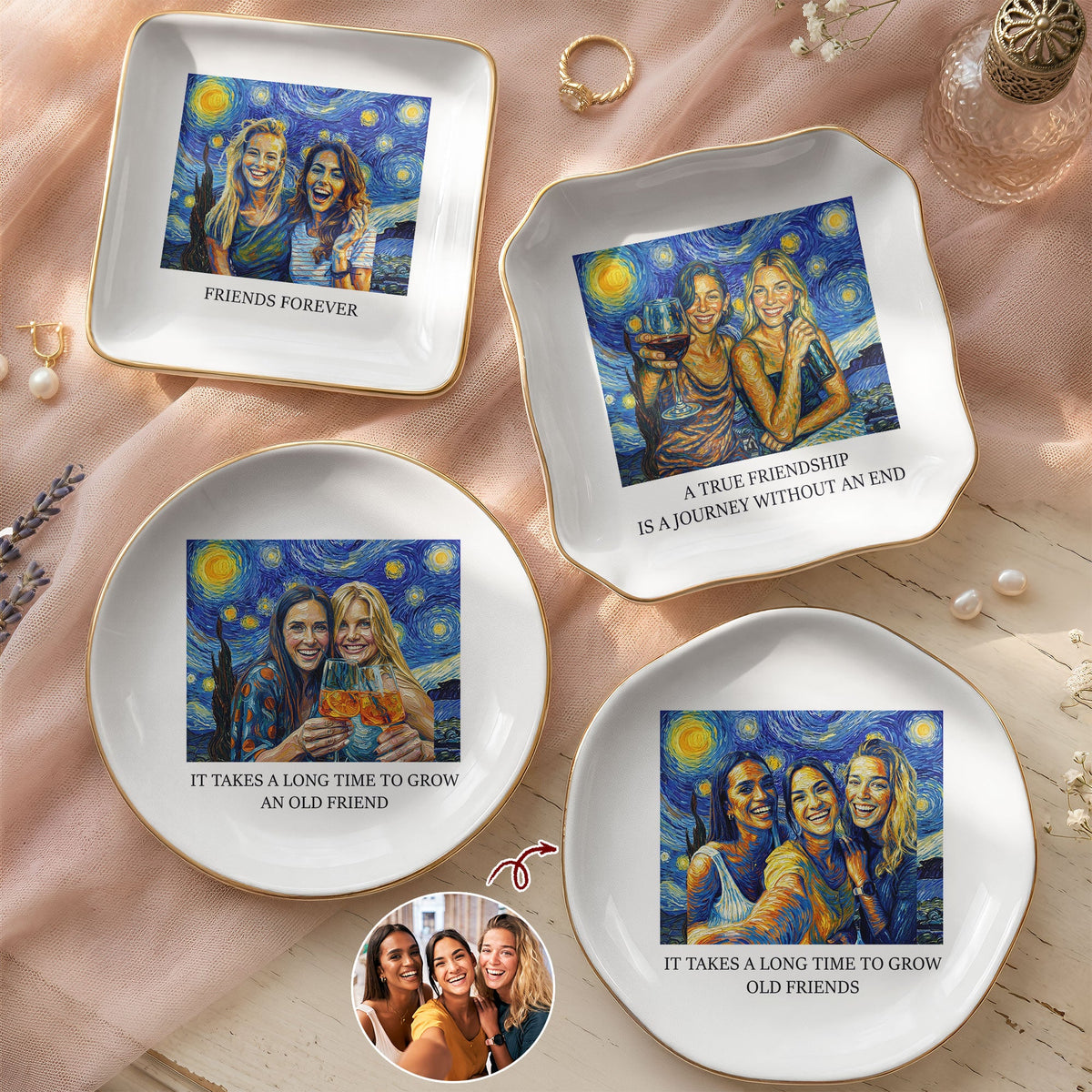 It Takes A Long Time To Grow An Old Friend Van Gogh Art - Personalized Photo Jewelry Dish