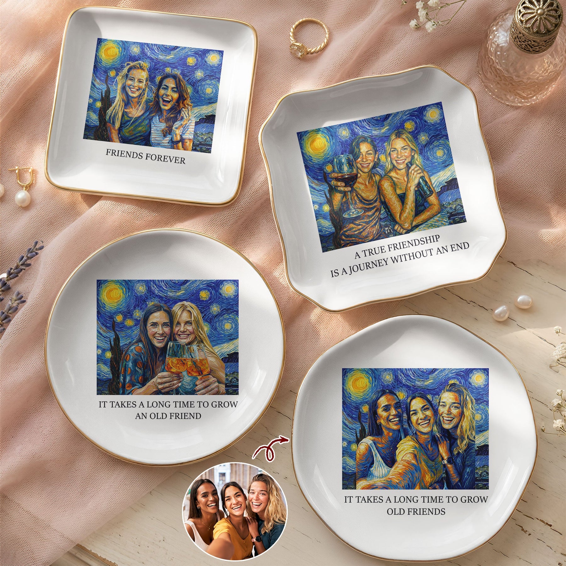 It Takes A Long Time To Grow An Old Friend Van Gogh Art - Personalized Photo Jewelry Dish
