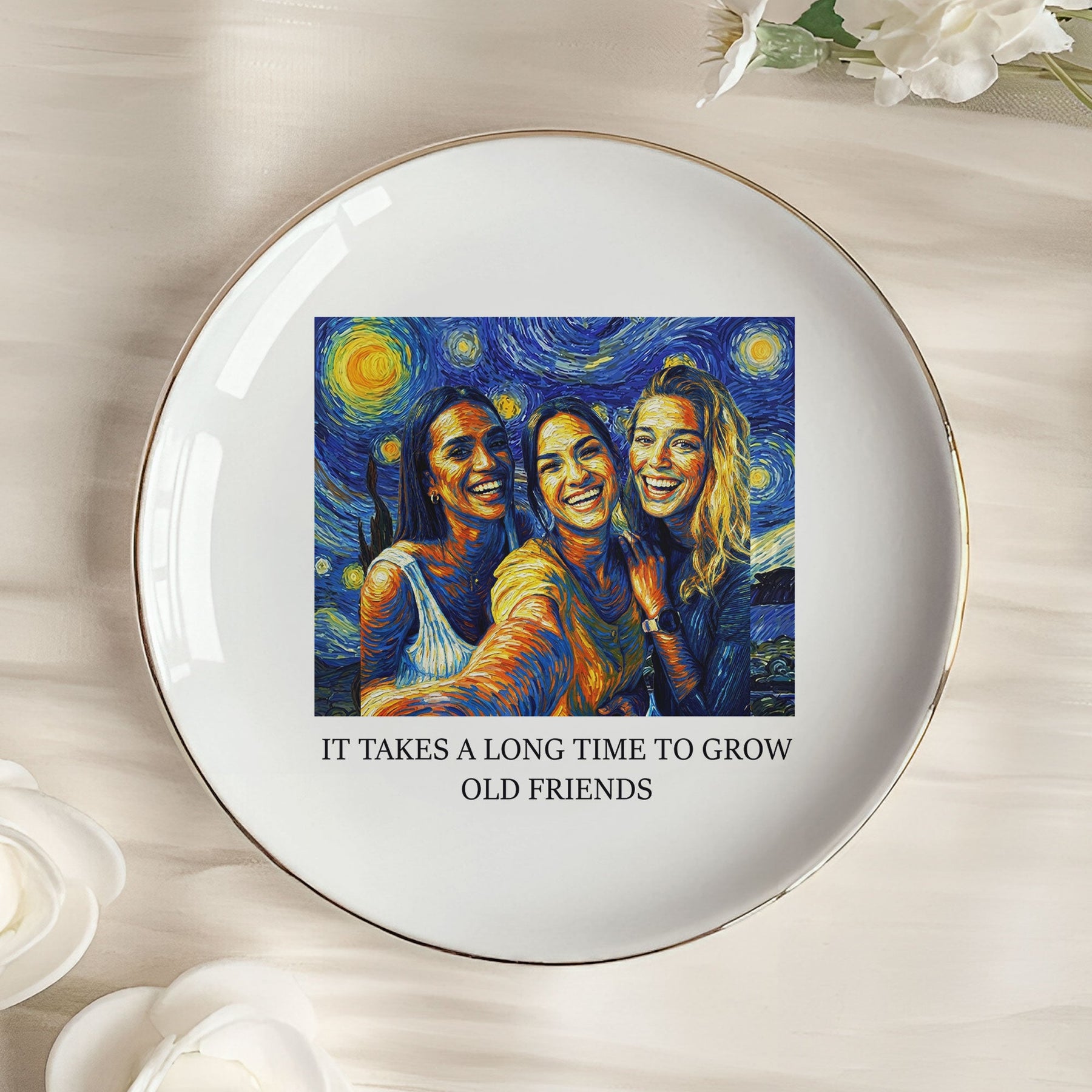 It Takes A Long Time To Grow An Old Friend Van Gogh Art - Personalized Photo Jewelry Dish