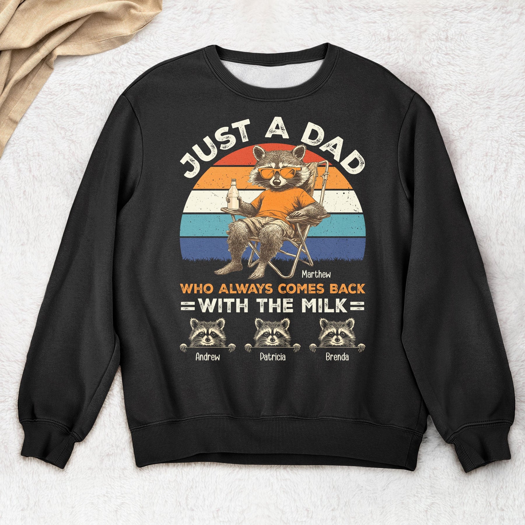 Just A Dad Who Always Comes Back With The Milk Racoon Version - Personalized Shirt