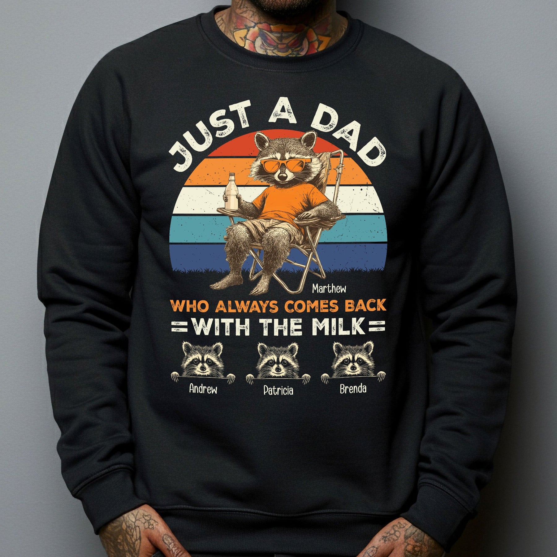 Just A Dad Who Always Comes Back With The Milk Racoon Version - Personalized Shirt