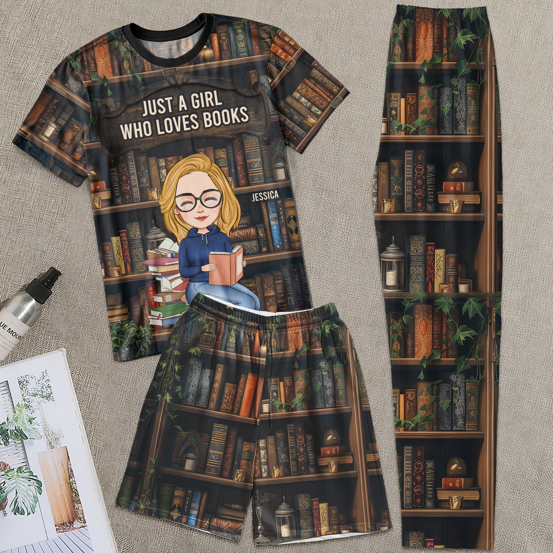 Just A Girl Who Loves Books - Personalized Pajama Shorts Set