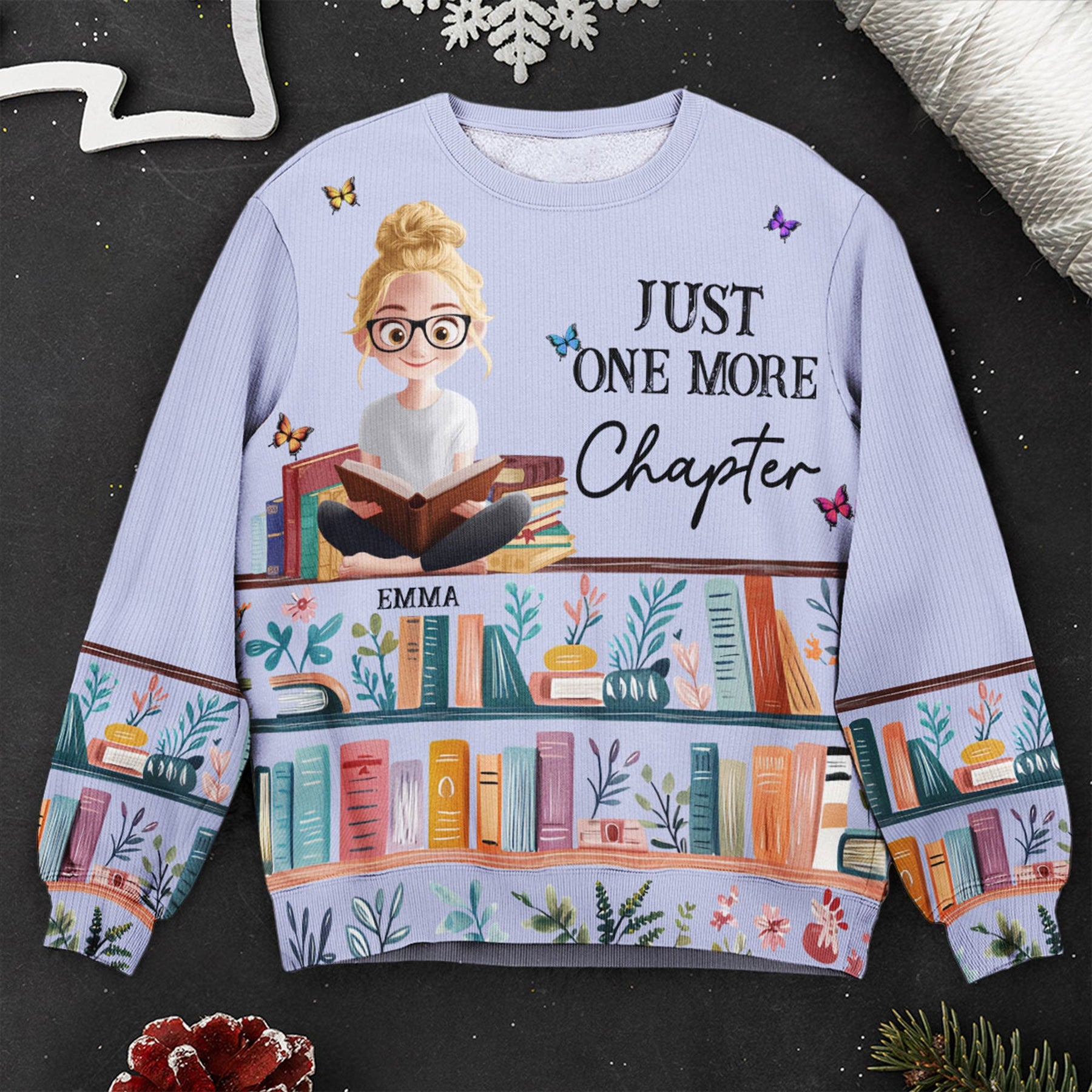 Just A Girl Who Loves Books - Personalized Ugly Sweater - Gift For Daughter