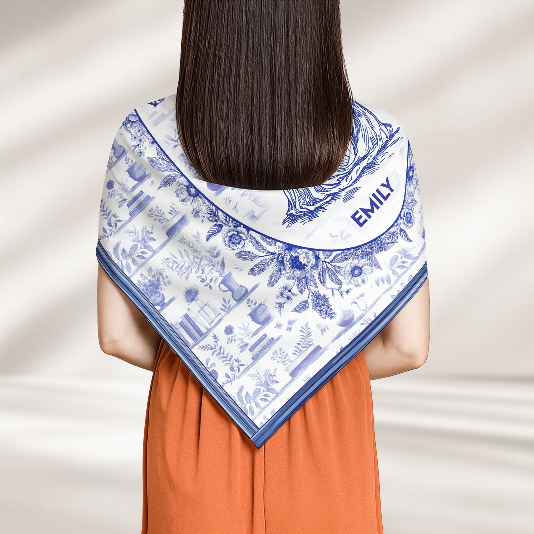 Just A Girl Who Loves Books Toile De Jouy - Personalized Satin Scarf