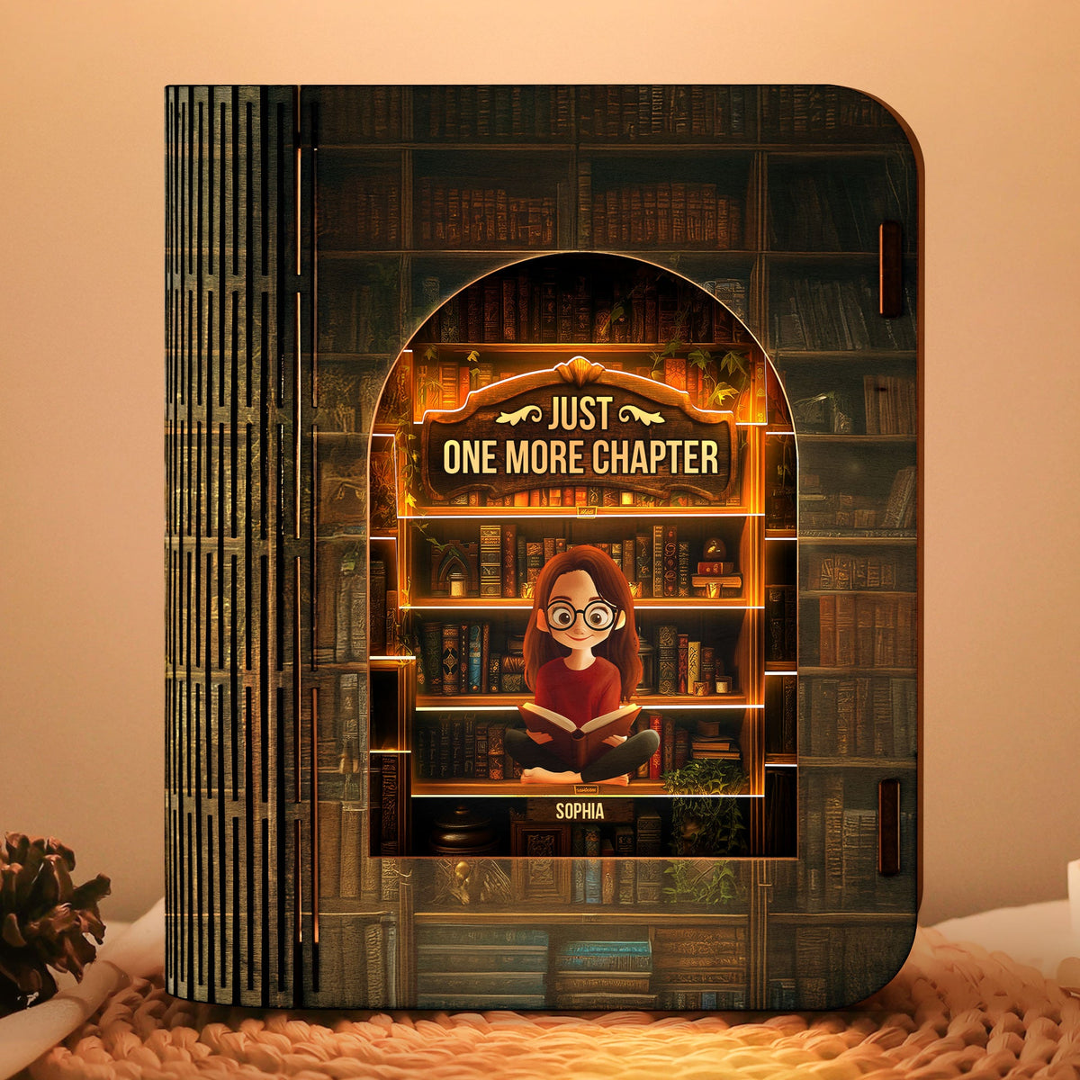 Just One More Chapter - Personalized 3D Wooden Puzzle Night Light