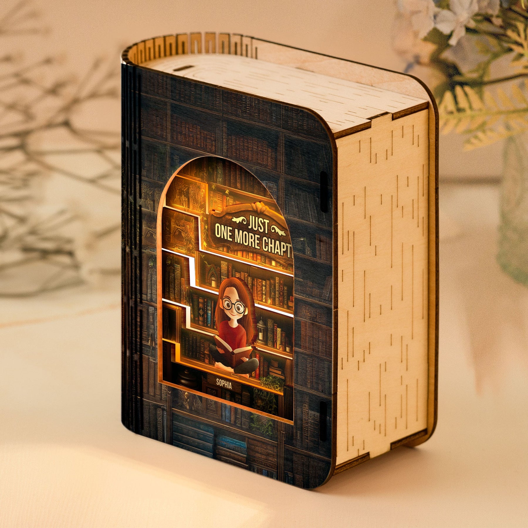 Just One More Chapter - Personalized 3D Wooden Puzzle Night Light