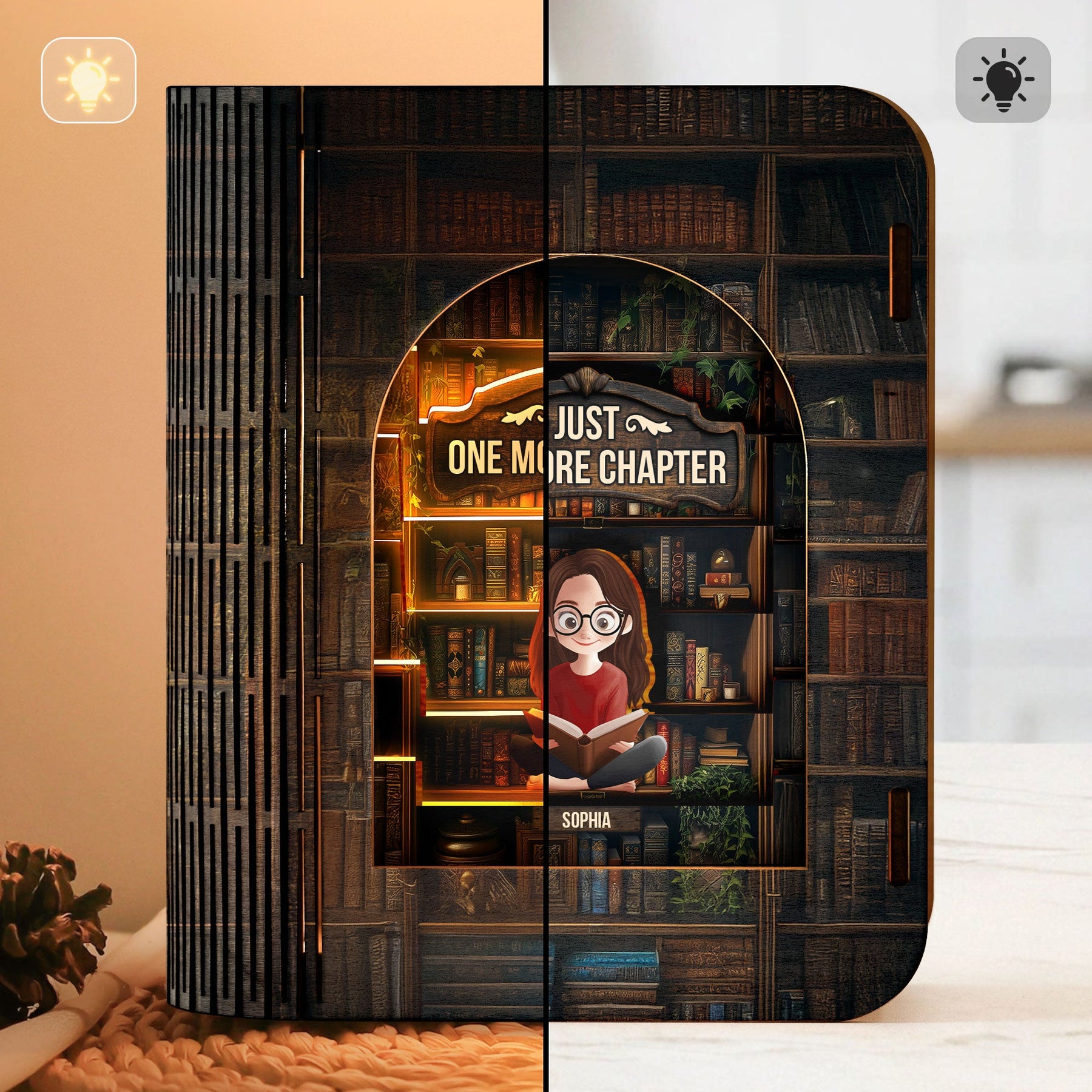 Just One More Chapter - Personalized 3D Wooden Puzzle Night Light