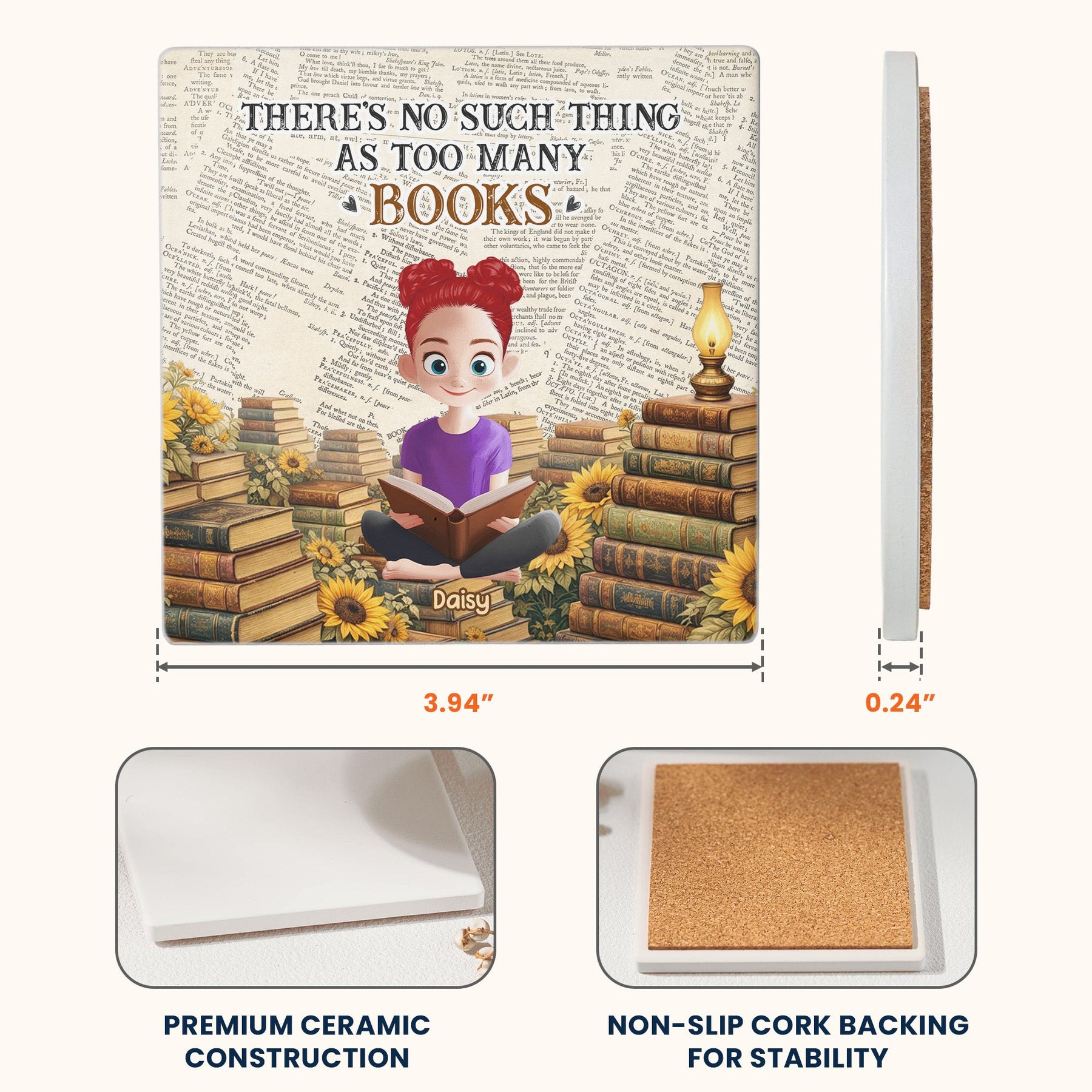 Just A Girl Who Loves Reading Books - For Book Lovers Club - Personalized Coaster