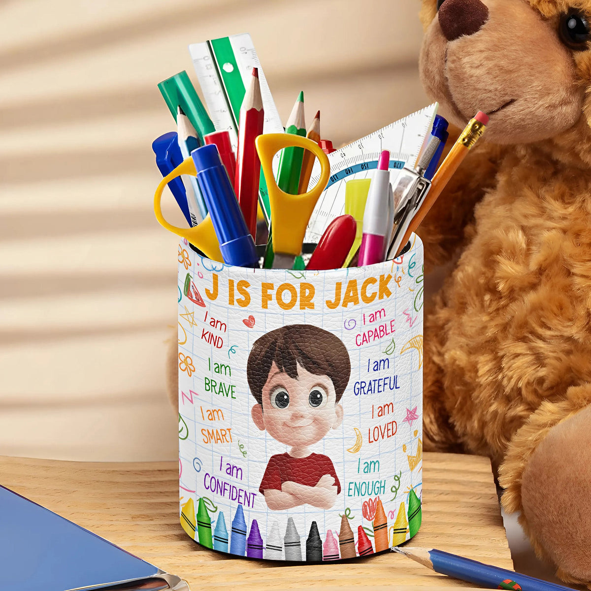 Kid Affirmations - For Son, Daughter, Grandkids, Back To School - Personalized Pen Holder