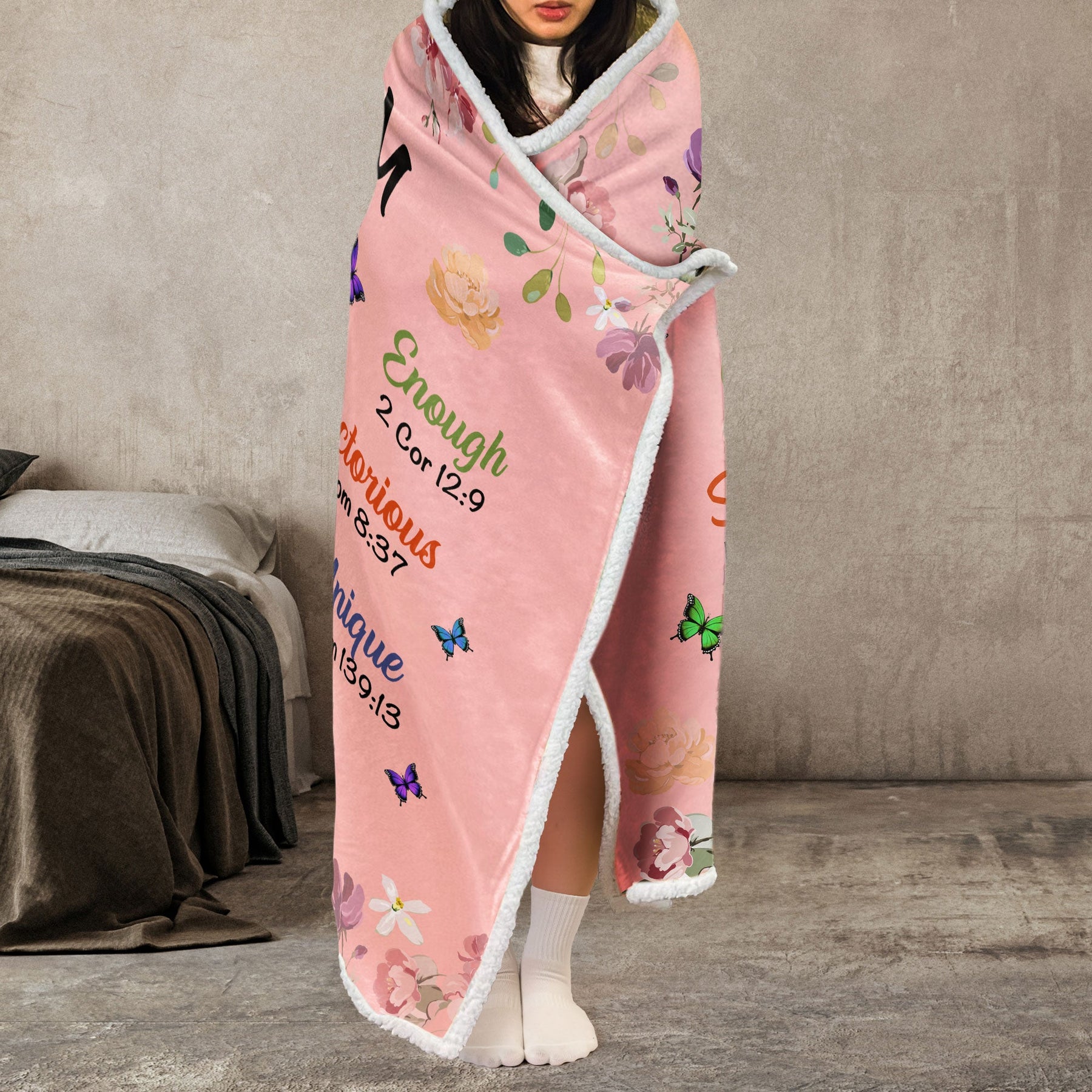Kid Birth Flower God Says I Am - Personalized Wearable Blanket Hoodie