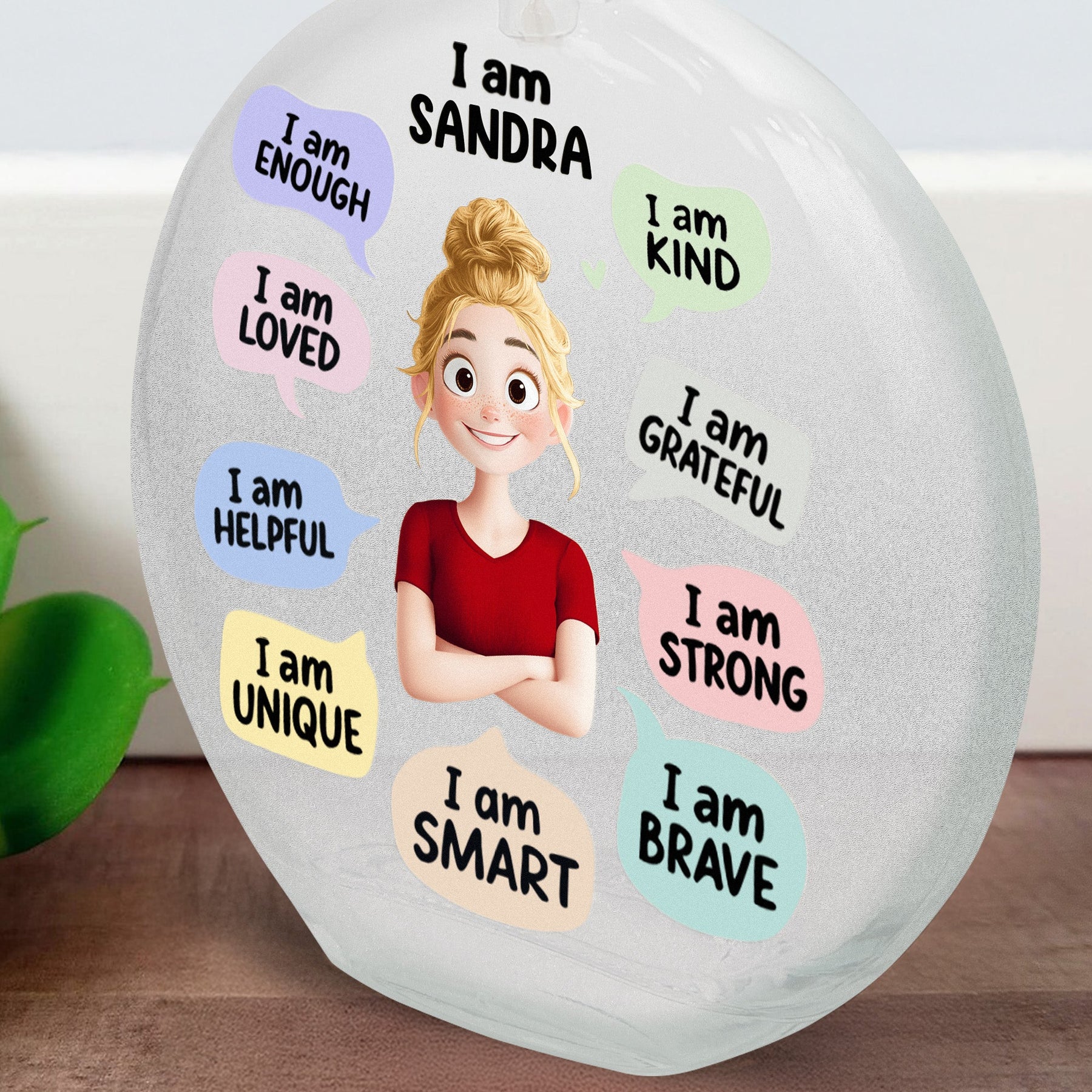 Kid I Am Kind Affirmation - Personalized Round Flat Bottle Light