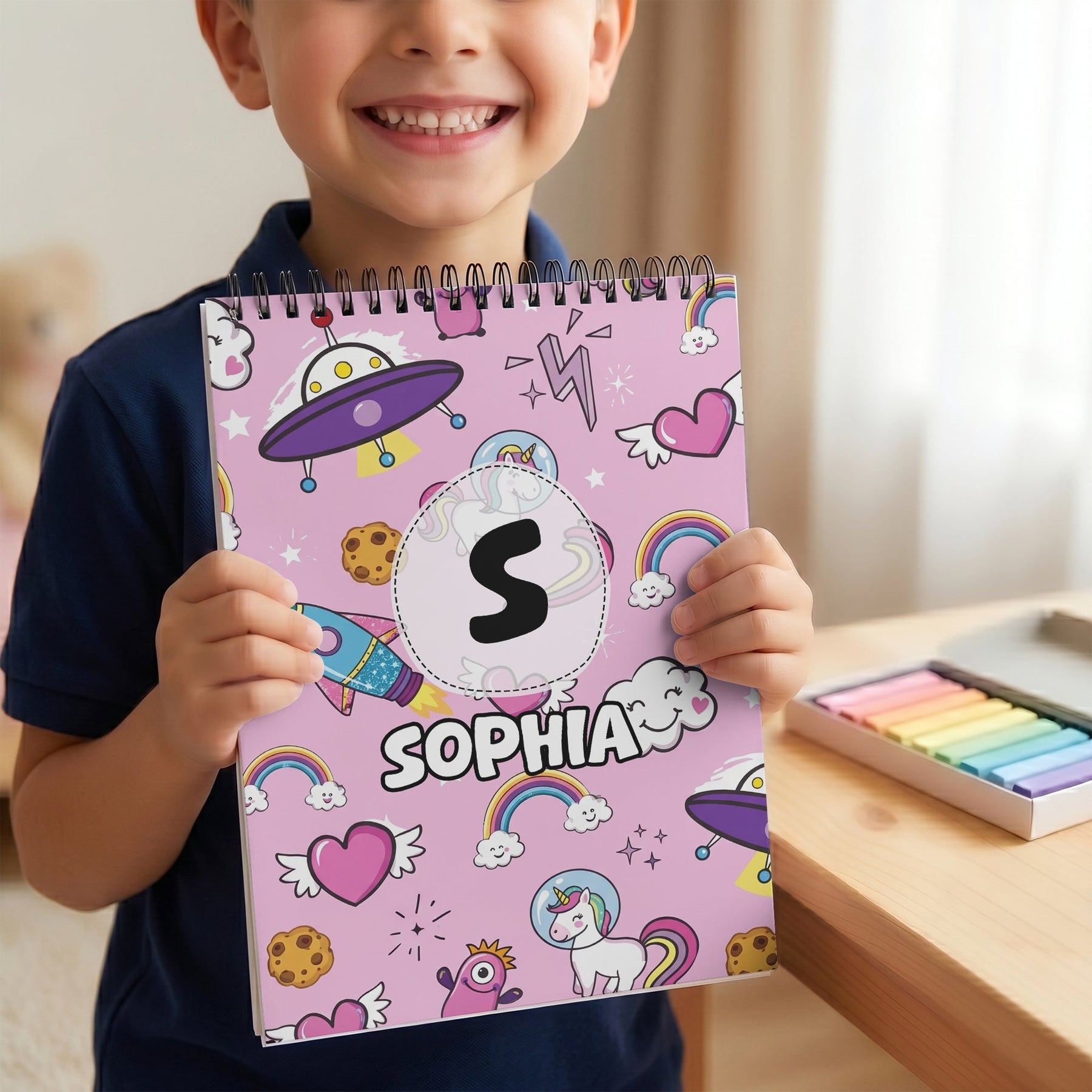 Kid Pattern With Custom Name - Personalized Sketch Book