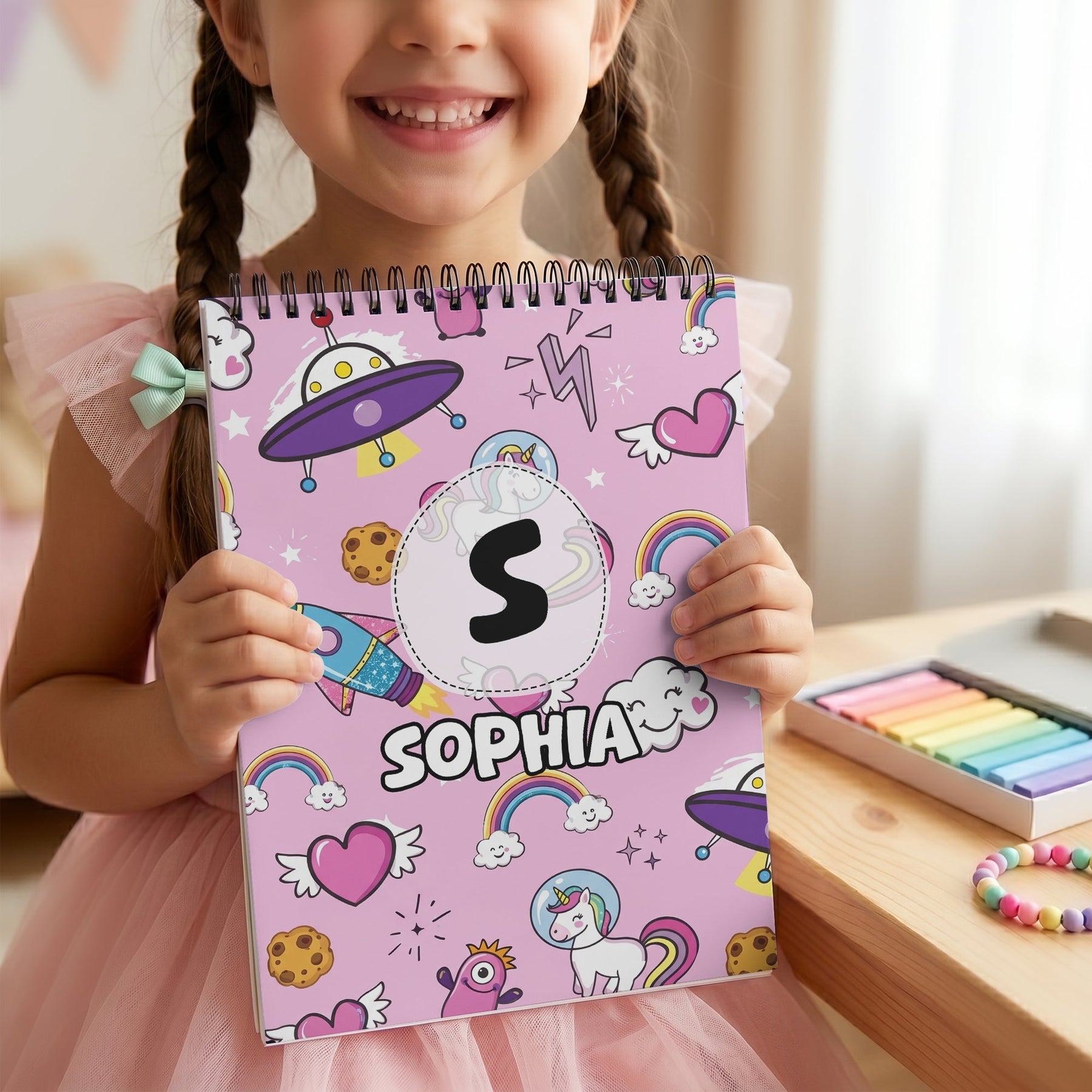 Kid Pattern With Custom Name - Personalized Sketch Book