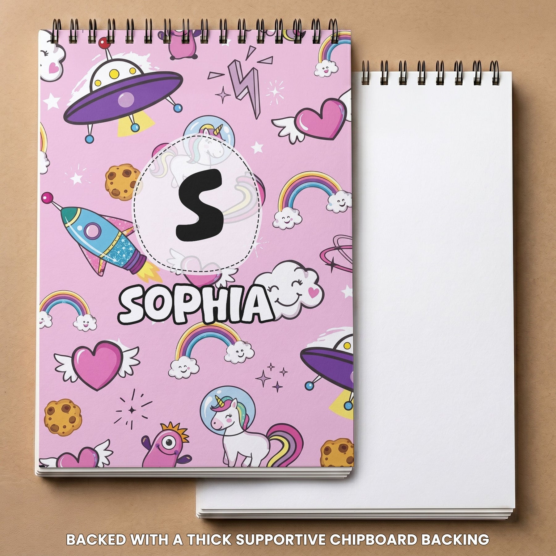 Kid Pattern With Custom Name - Personalized Sketch Book