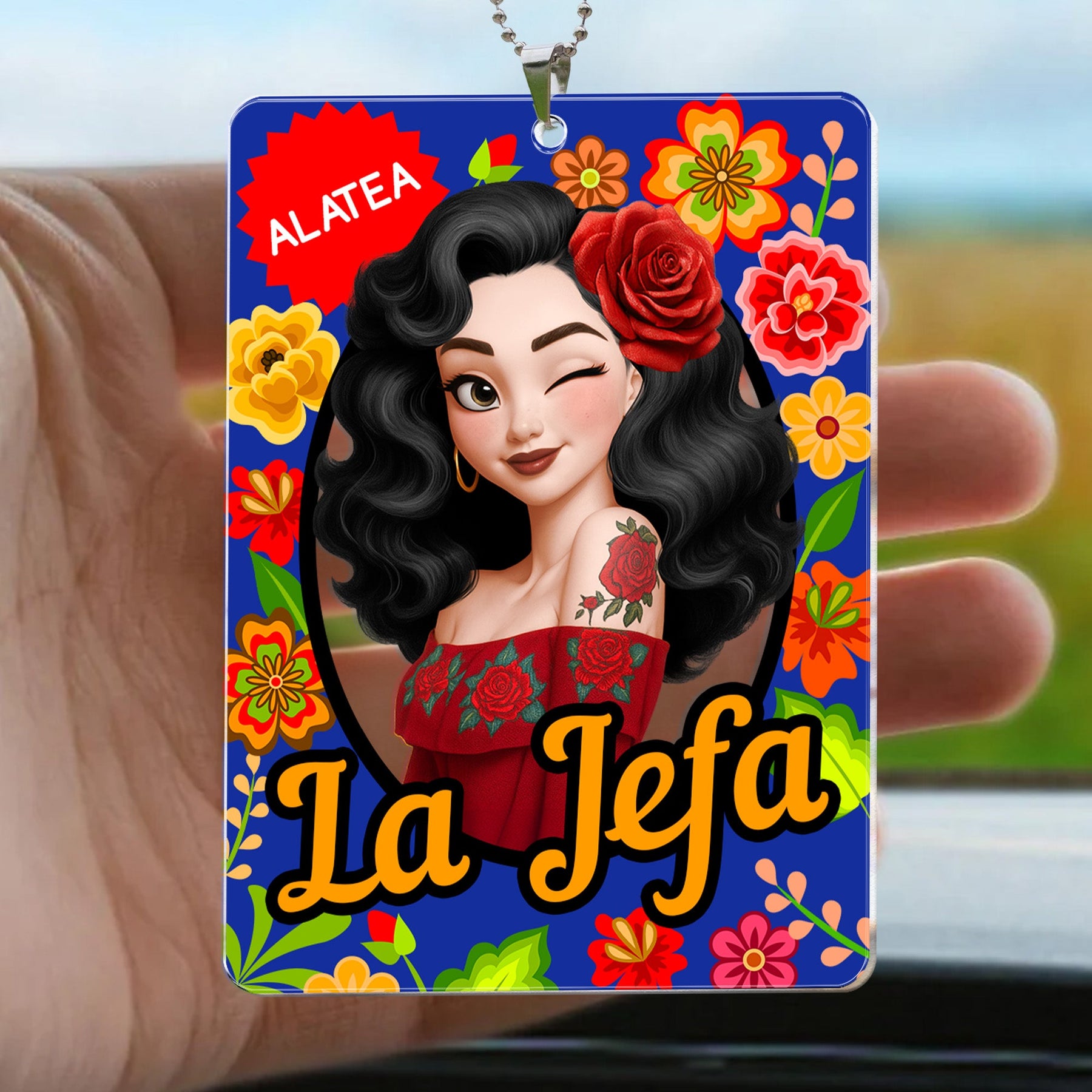 La Jefa Hispanic Latina Mexicana Toy Box - Personalized Rear View Mirror Accessory