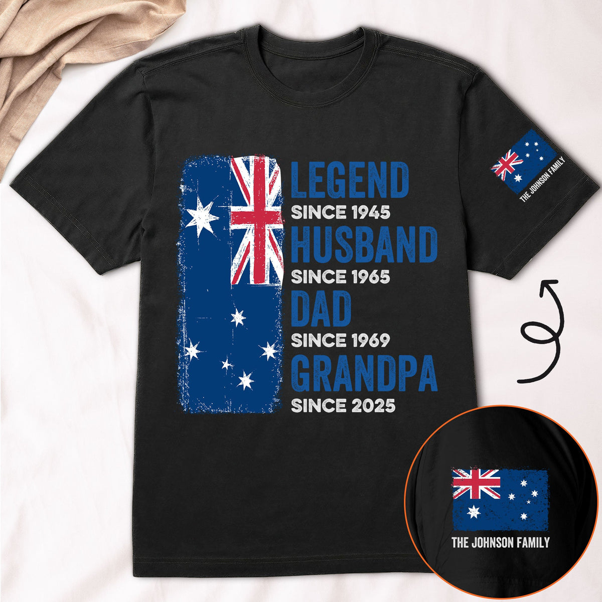 Legend, Husband, Dad And Grandpa - Australia Flag Version - Personalized Shirt
