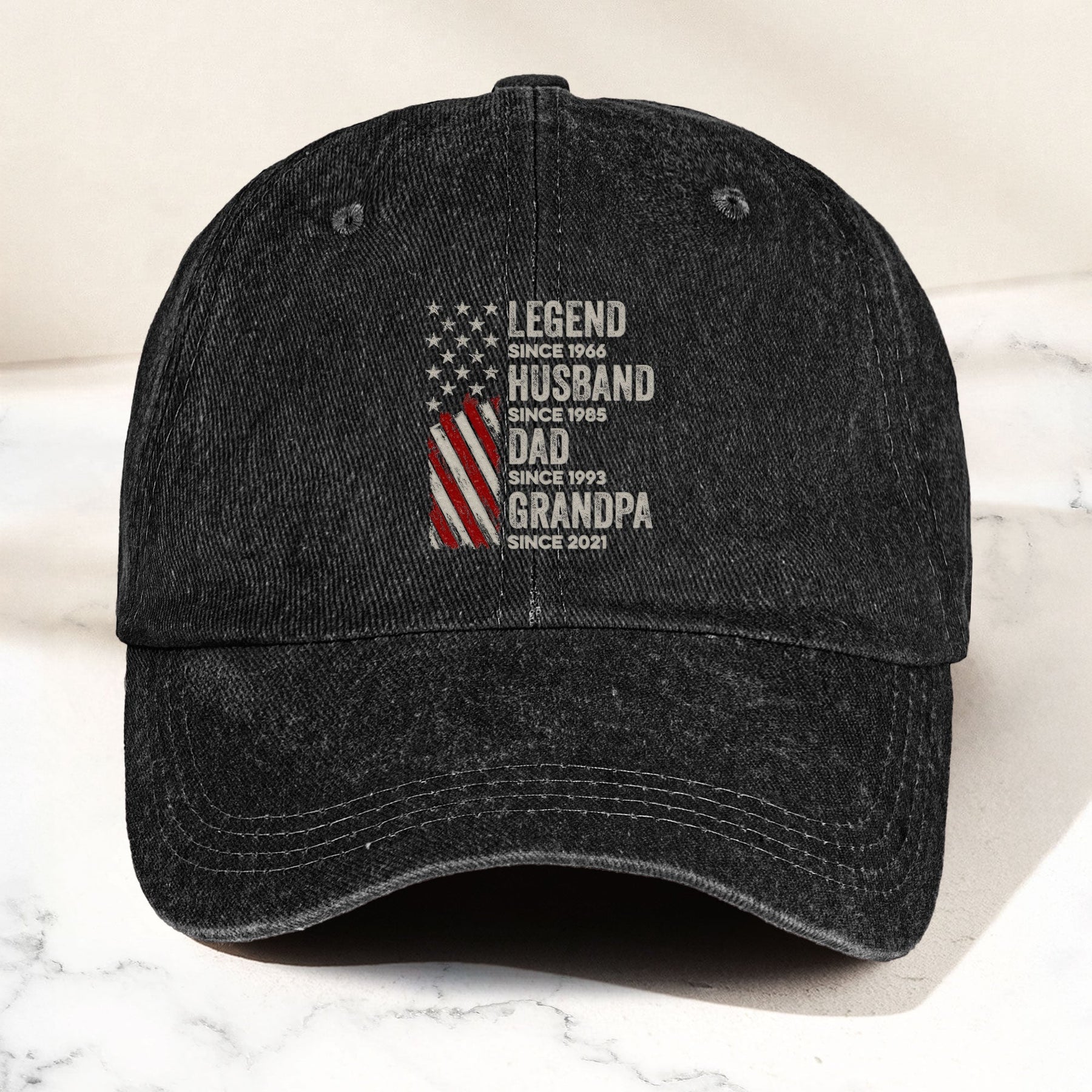 Legend, Husband, Dad And Grandpa - Personalized Distressed Denim Cap