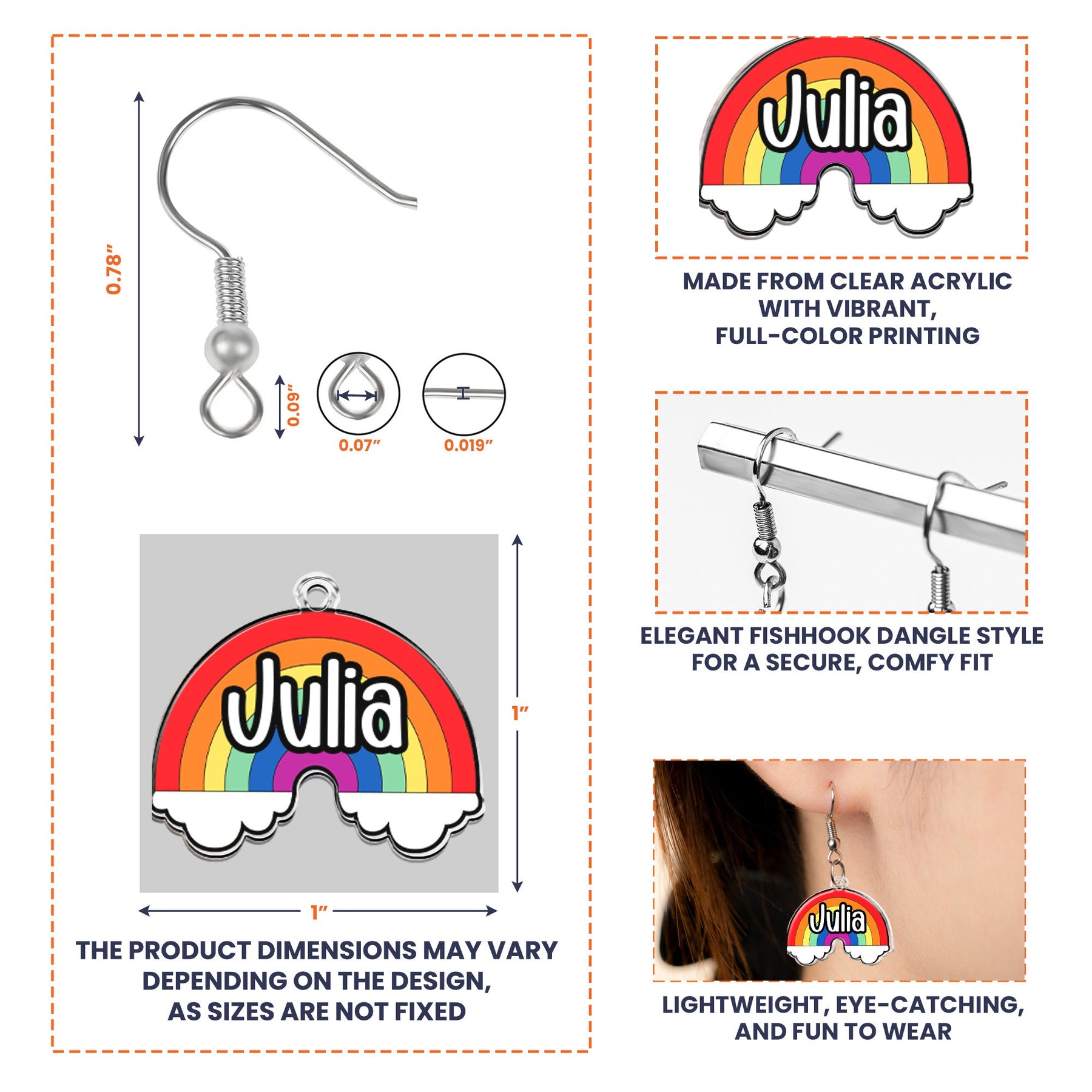 LGBTQ+ Pride Flag - Personalized Acrylic Earrings