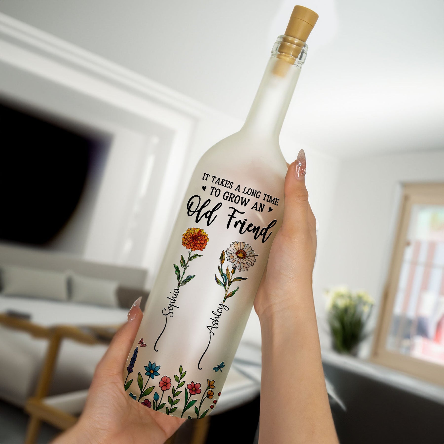Long Time To Grow Old Friends - Personalized Bottle Lamp