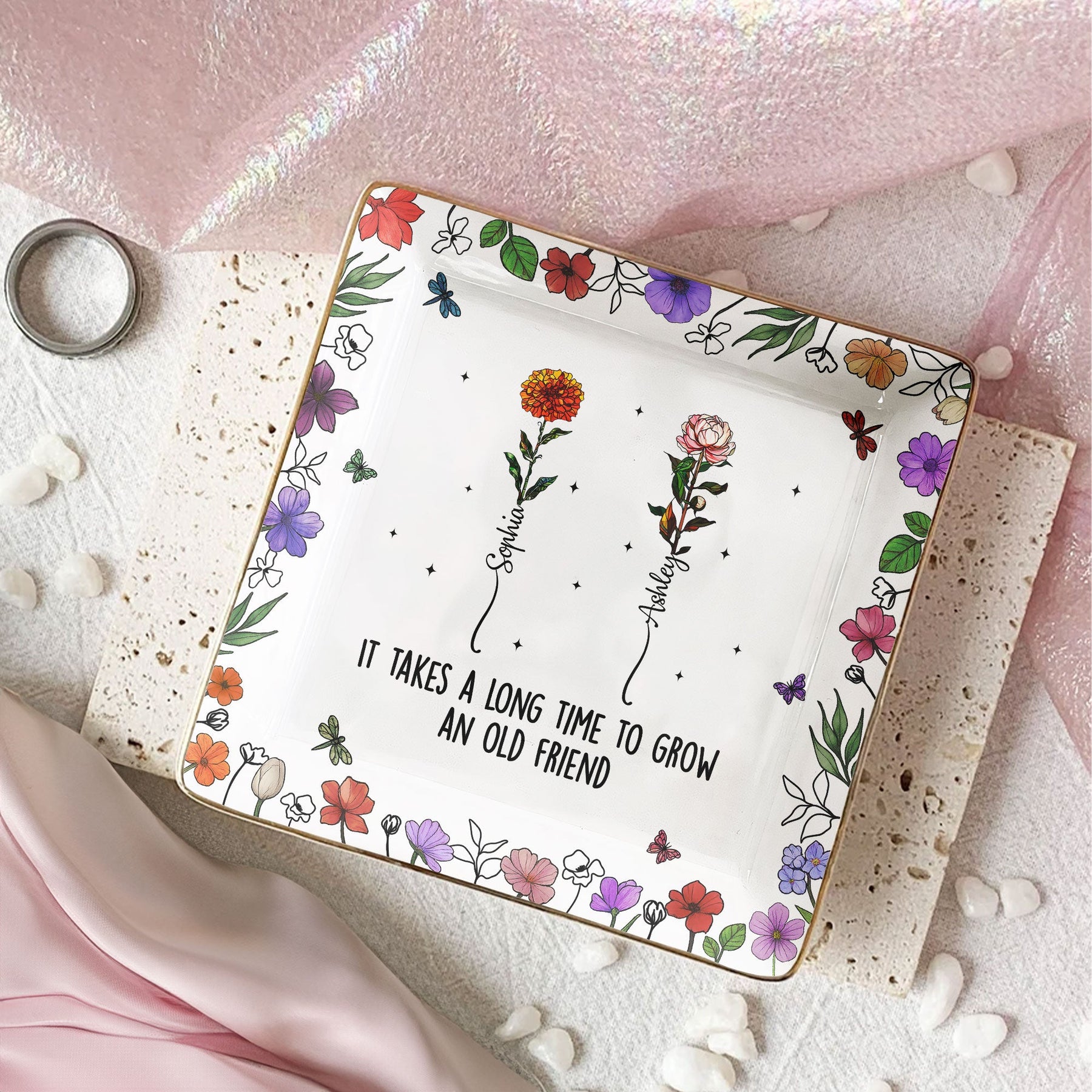Long Time To Grow Old Friends - Personalized Jewelry Dish