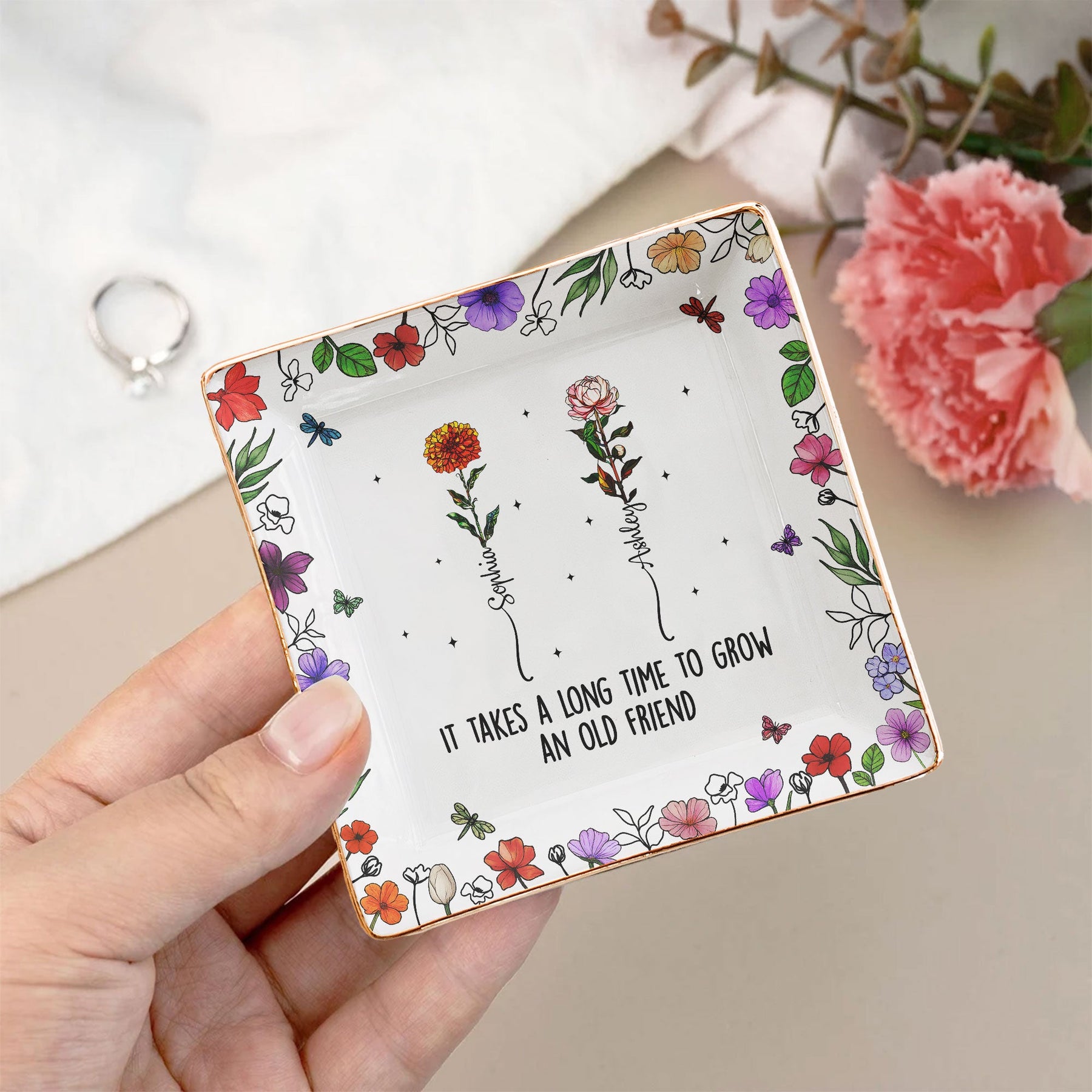 Long Time To Grow Old Friends - Personalized Jewelry Dish