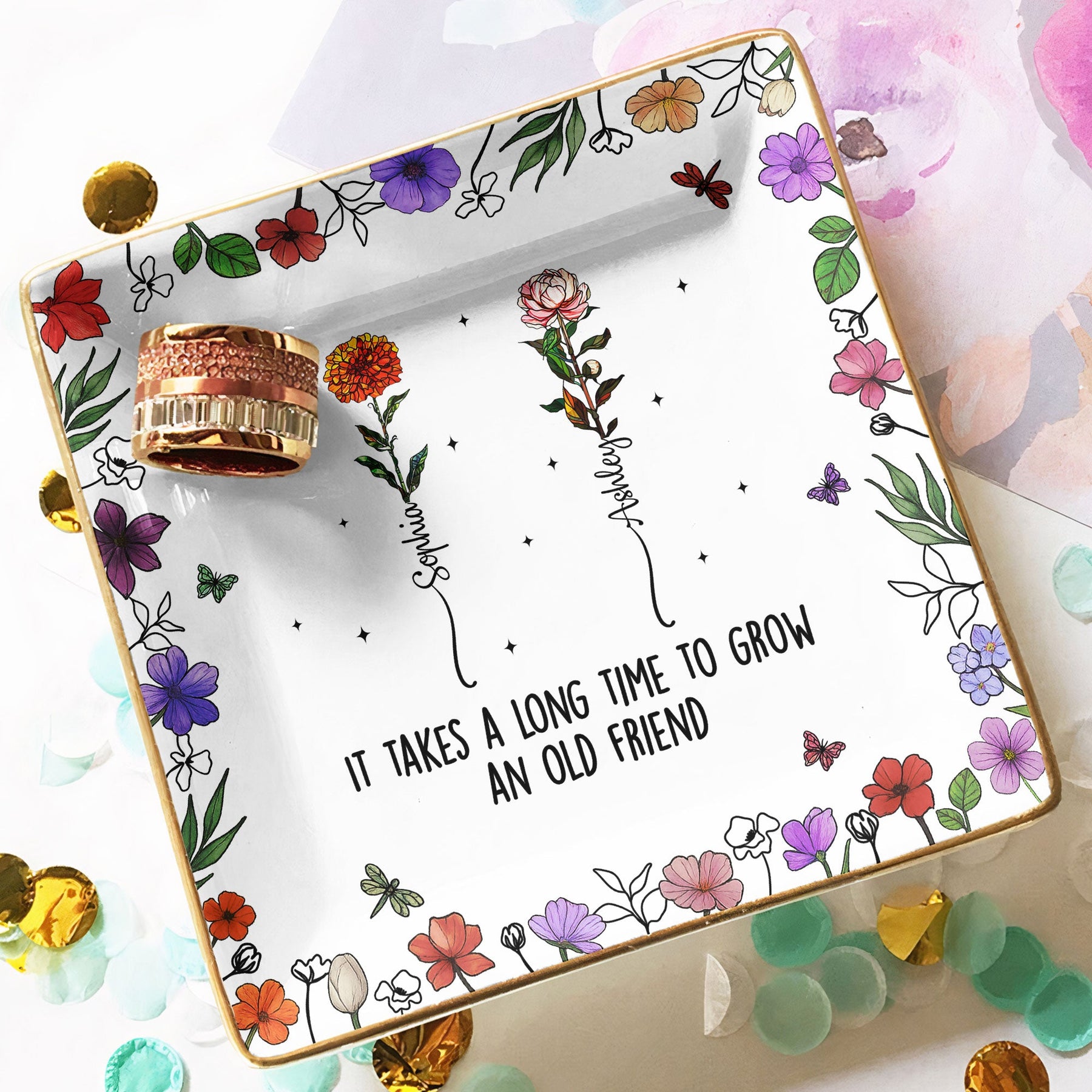Long Time To Grow Old Friends - Personalized Jewelry Dish