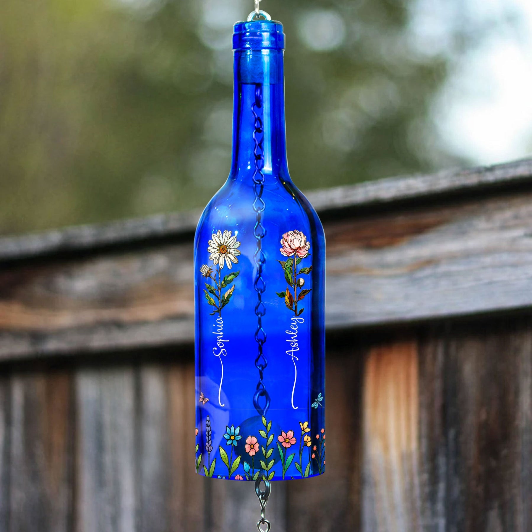 Long Time To Grow Old Friends - Personalized Wine Bottle Wind Chime