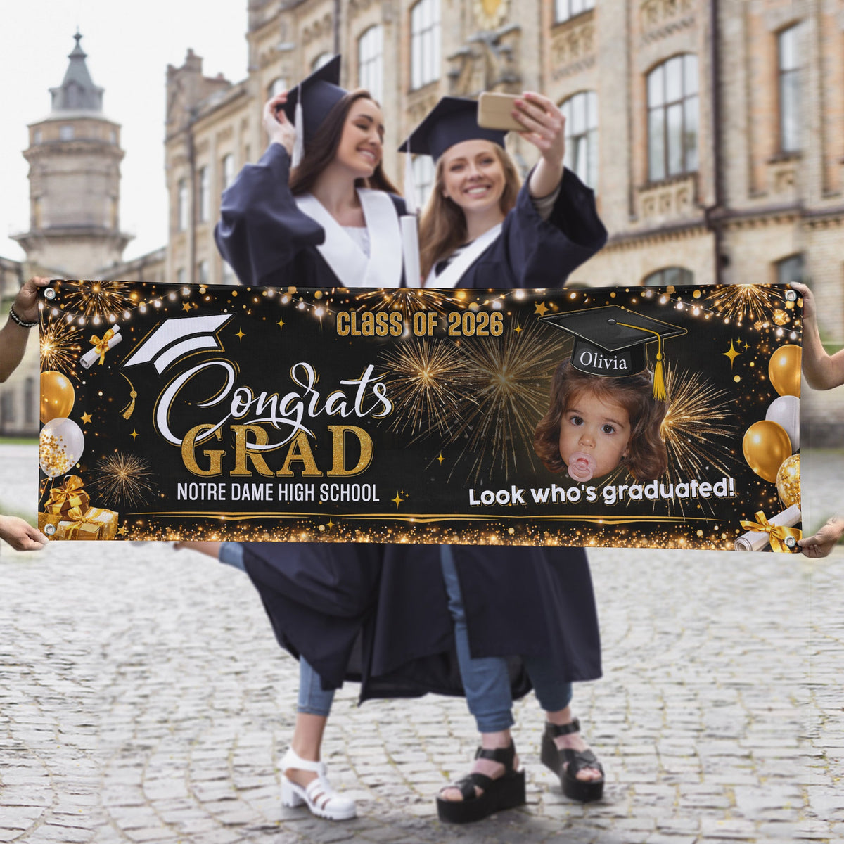 Look Who's Graduated - Graduation Party Gifts Childhood Photo Theme - Personalized Banner
