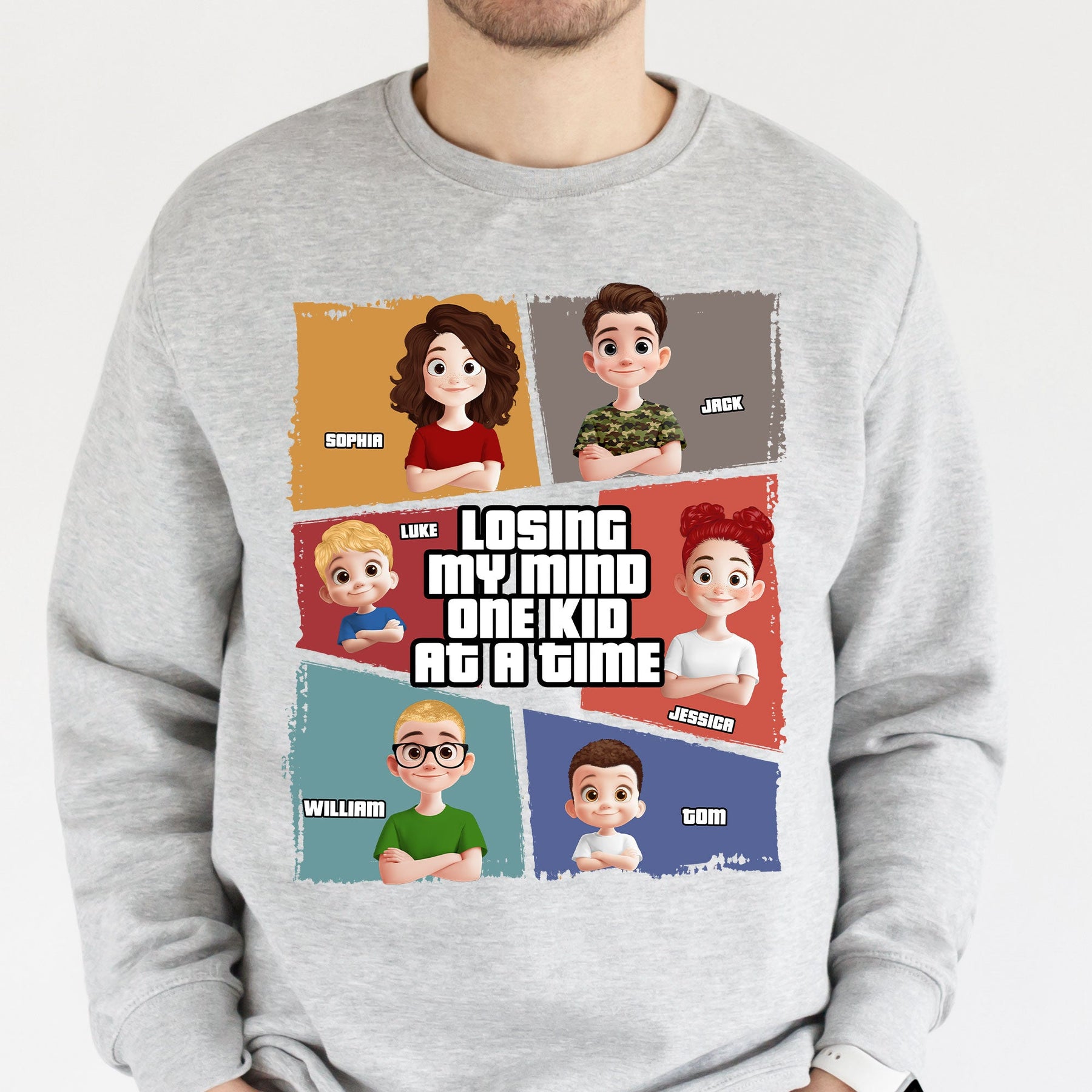 Losing My Mind One Kid At A Time Funny For Dad Grandpa - Personalized Shirt