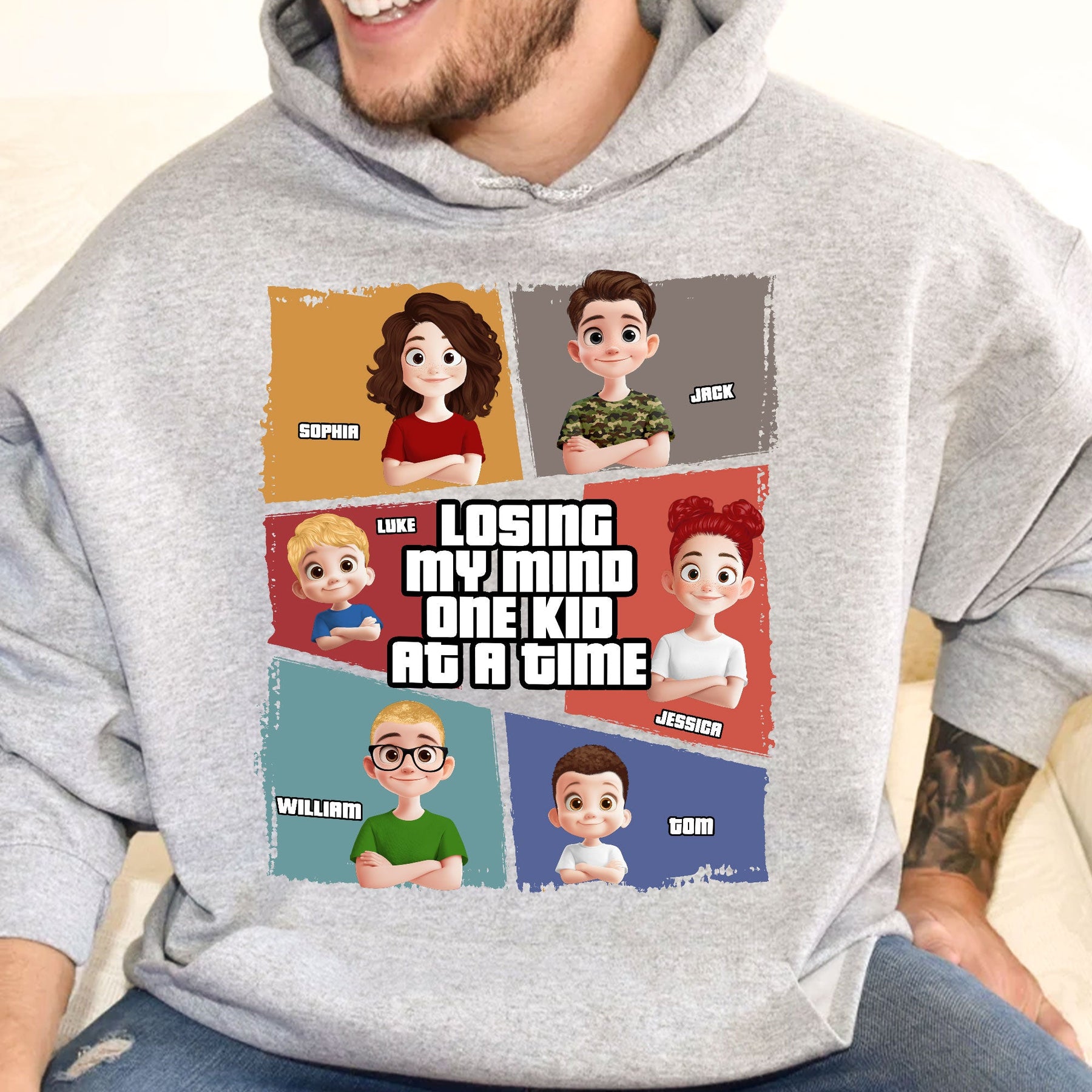 Losing My Mind One Kid At A Time Funny For Dad Grandpa - Personalized Shirt