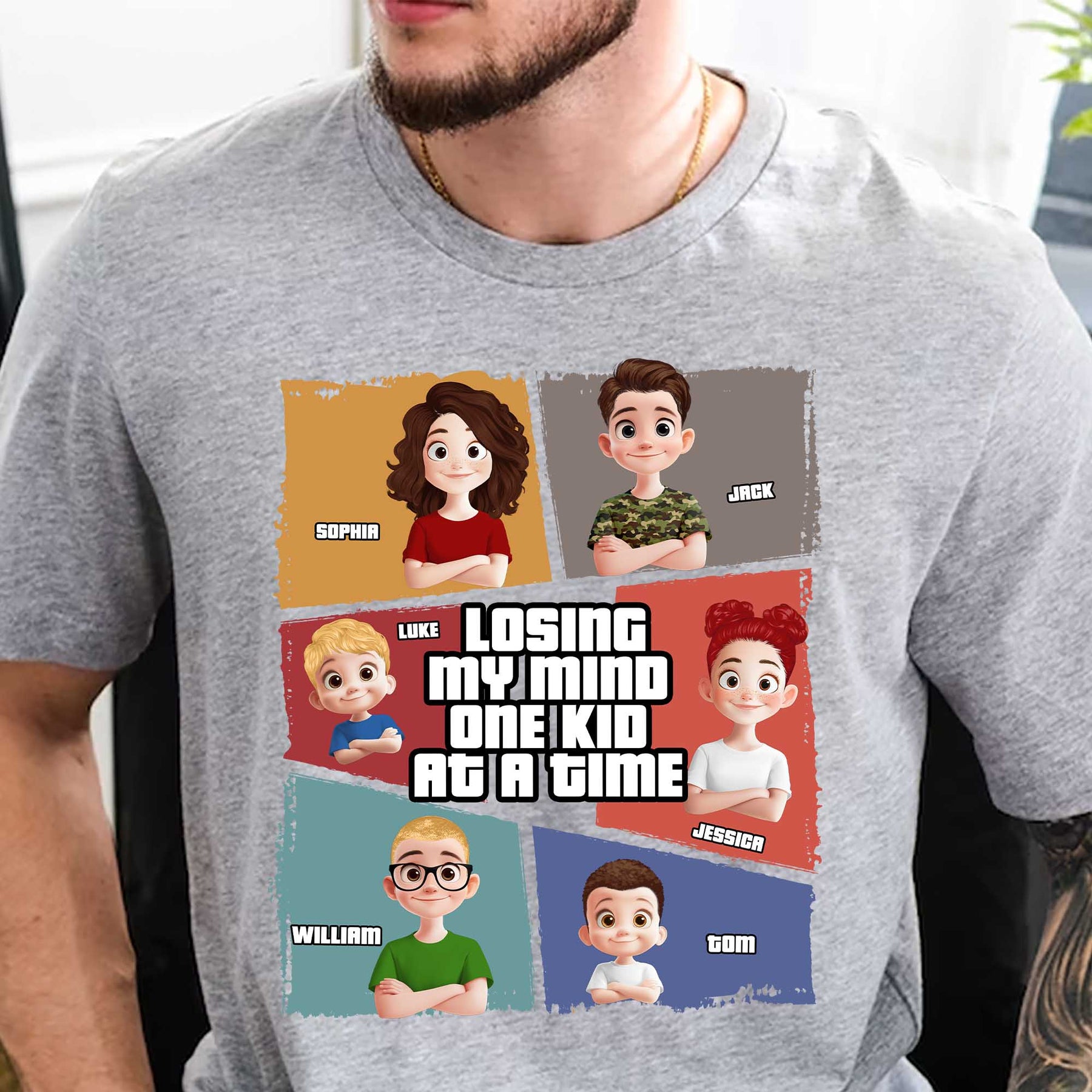 Losing My Mind One Kid At A Time Funny For Dad Grandpa - Personalized Shirt