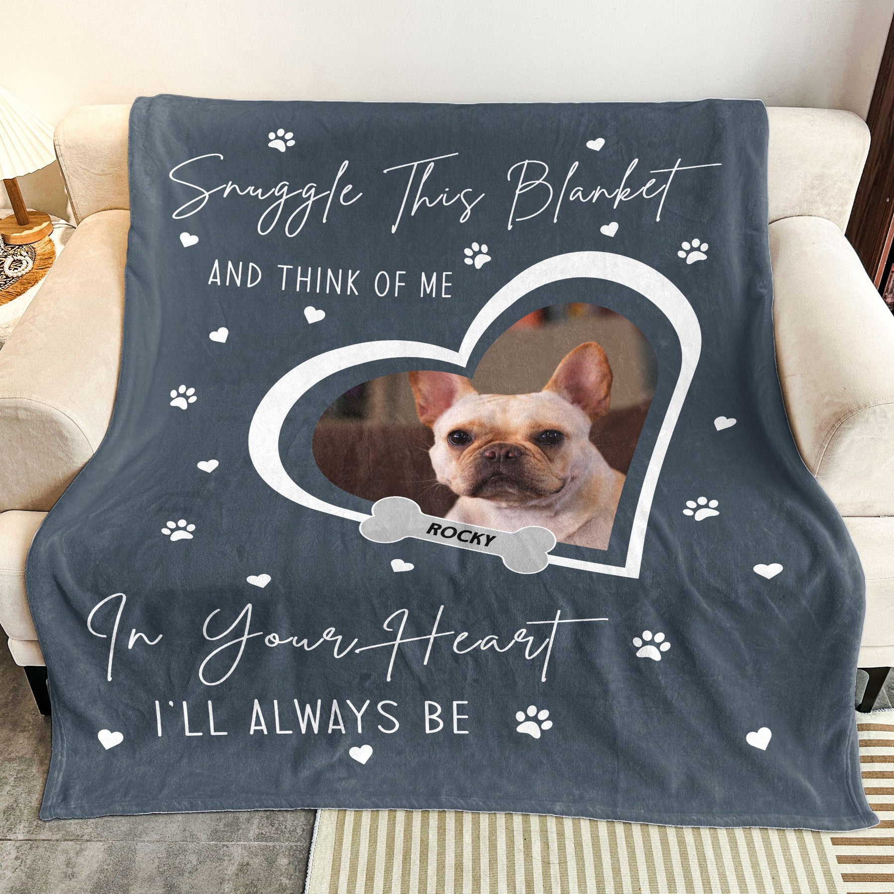 Loss Of Dog Snuggle This Blanket And Think Of Me - Personalized Photo Blanket
