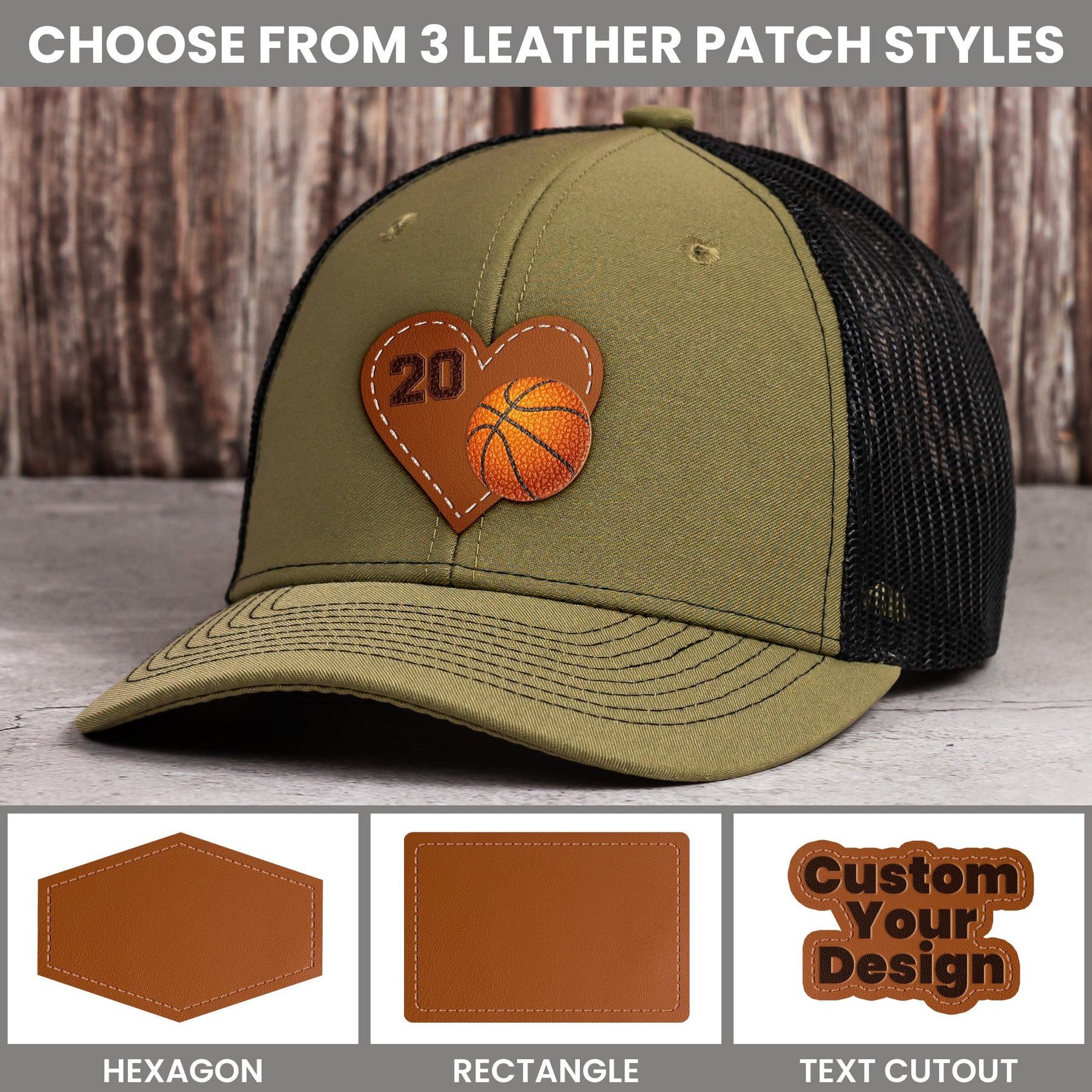 Love Football, Baseball, Softball, Sports - Personalized Leather Patch Hat