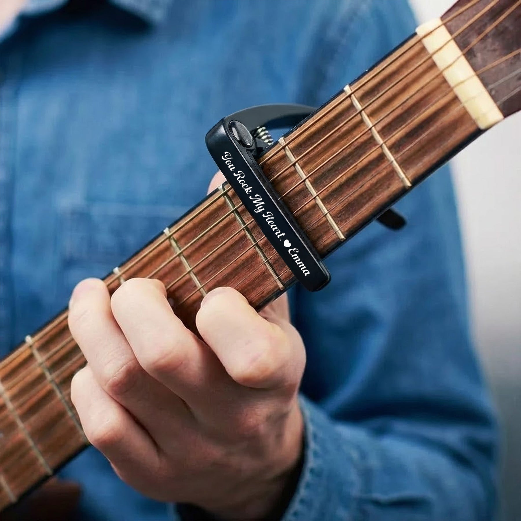 Love Quote For Guitarist, Guitar Lover - Personalized Guitar Capo With Picks