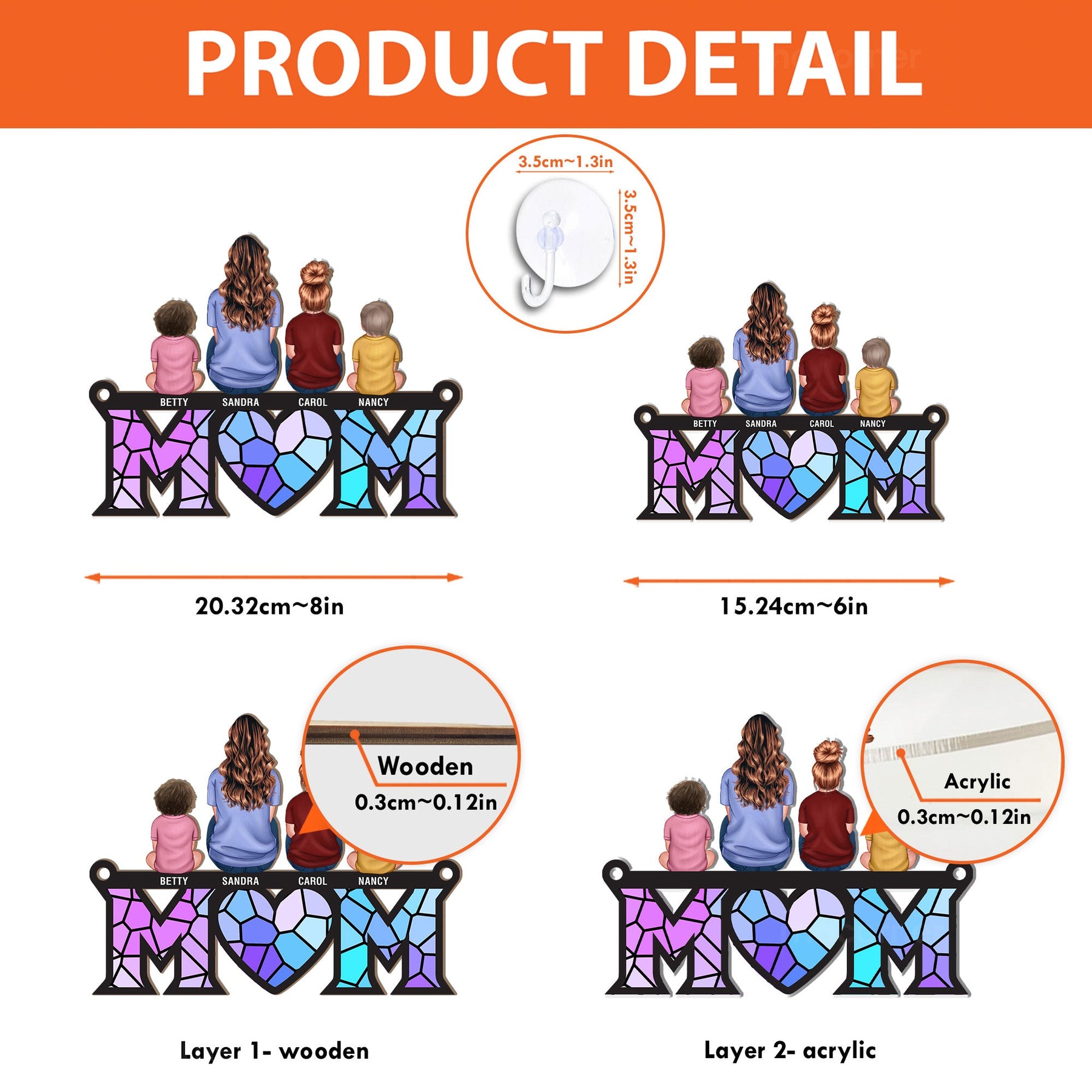 Mother & Children Bond - Personalized Window Hanging Suncatcher - Gift For Mom