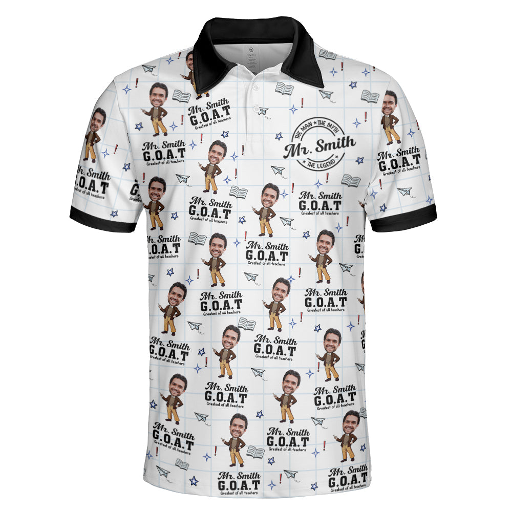 Male Teacher Custom Gift Greatest Of All Teachers - Personalized Photo Polo Shirt