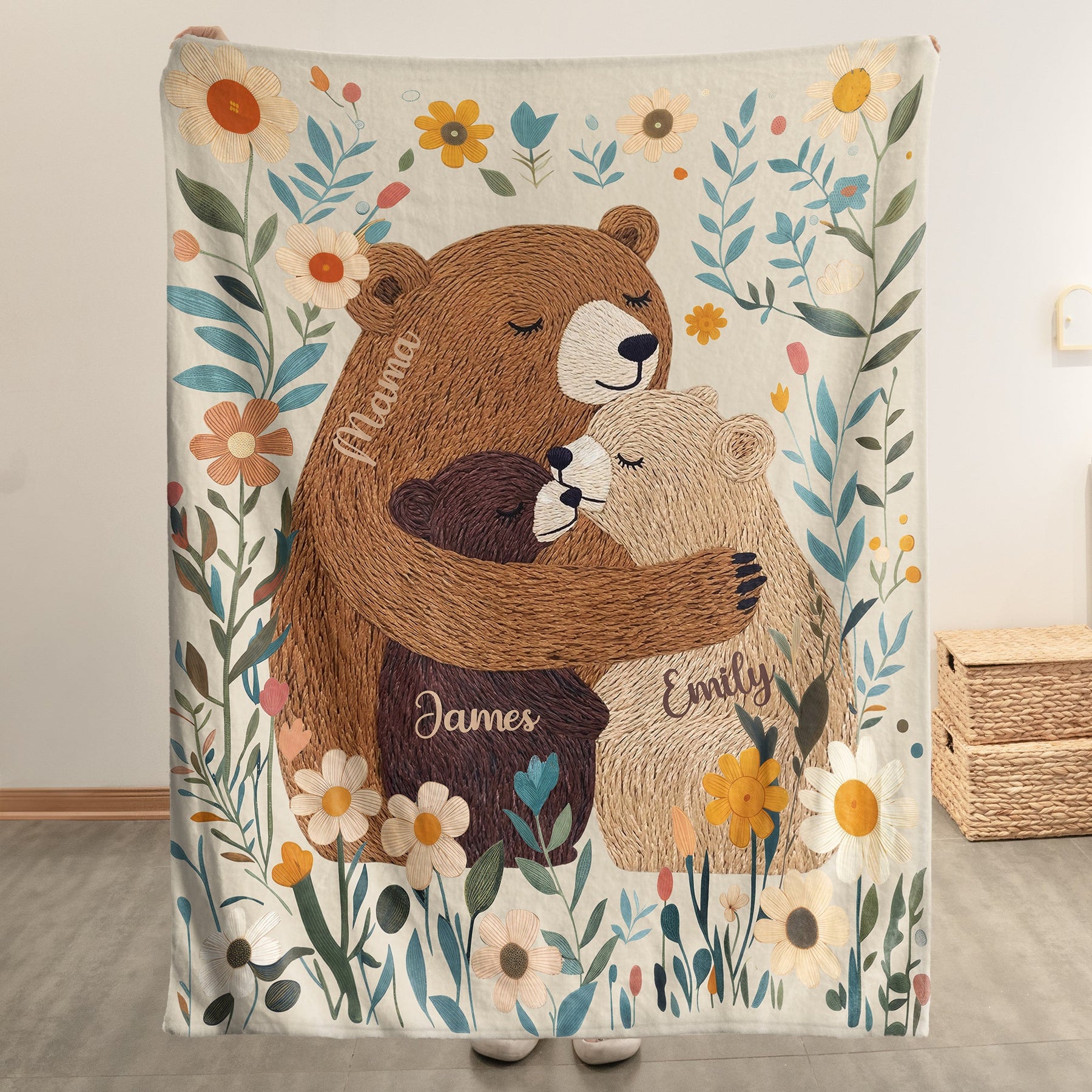 Mama Bear Mother's Day Gift For Mom, Wife, Daughter - Personalized Blanket
