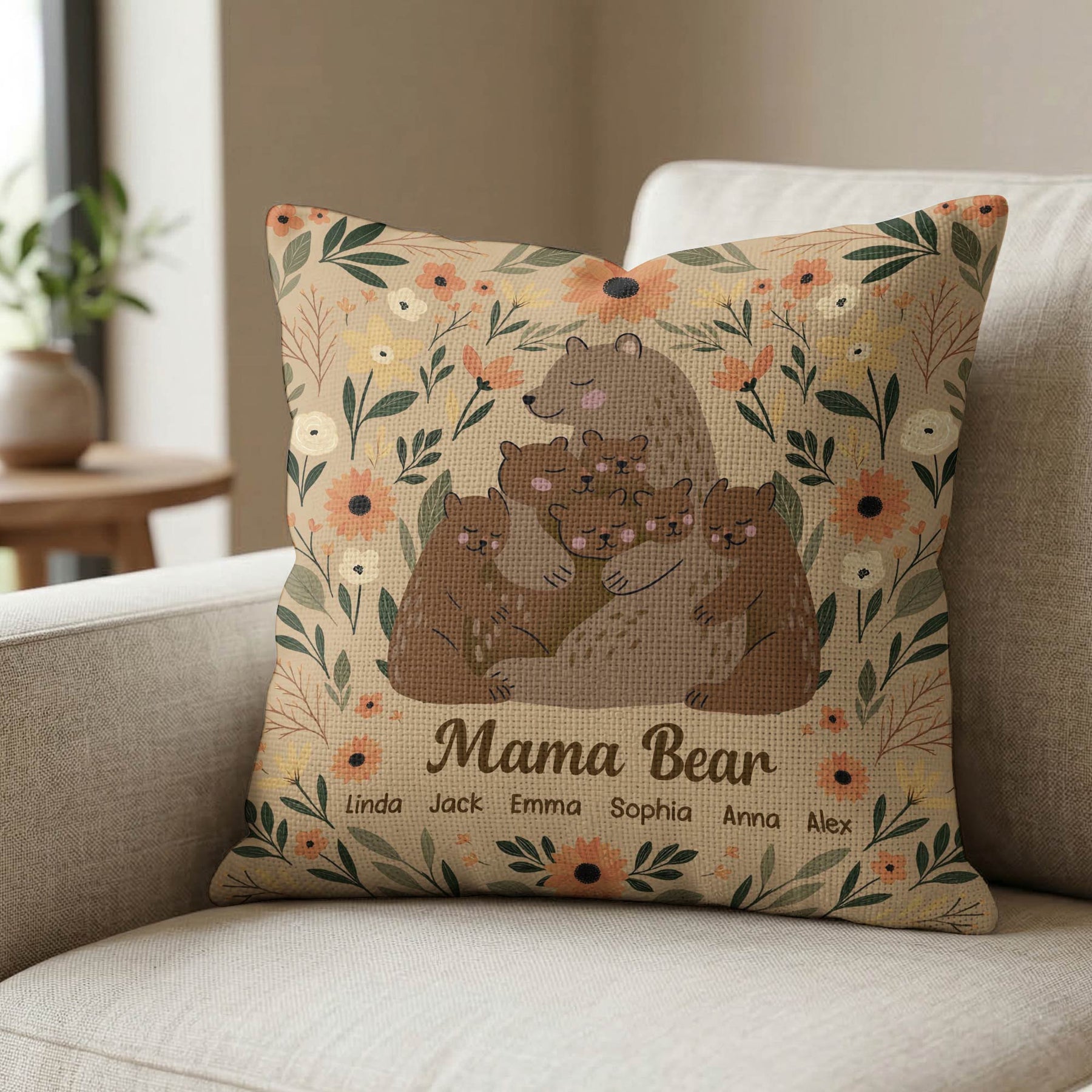 Mamabear Flower - Personalized Pillow Cover
