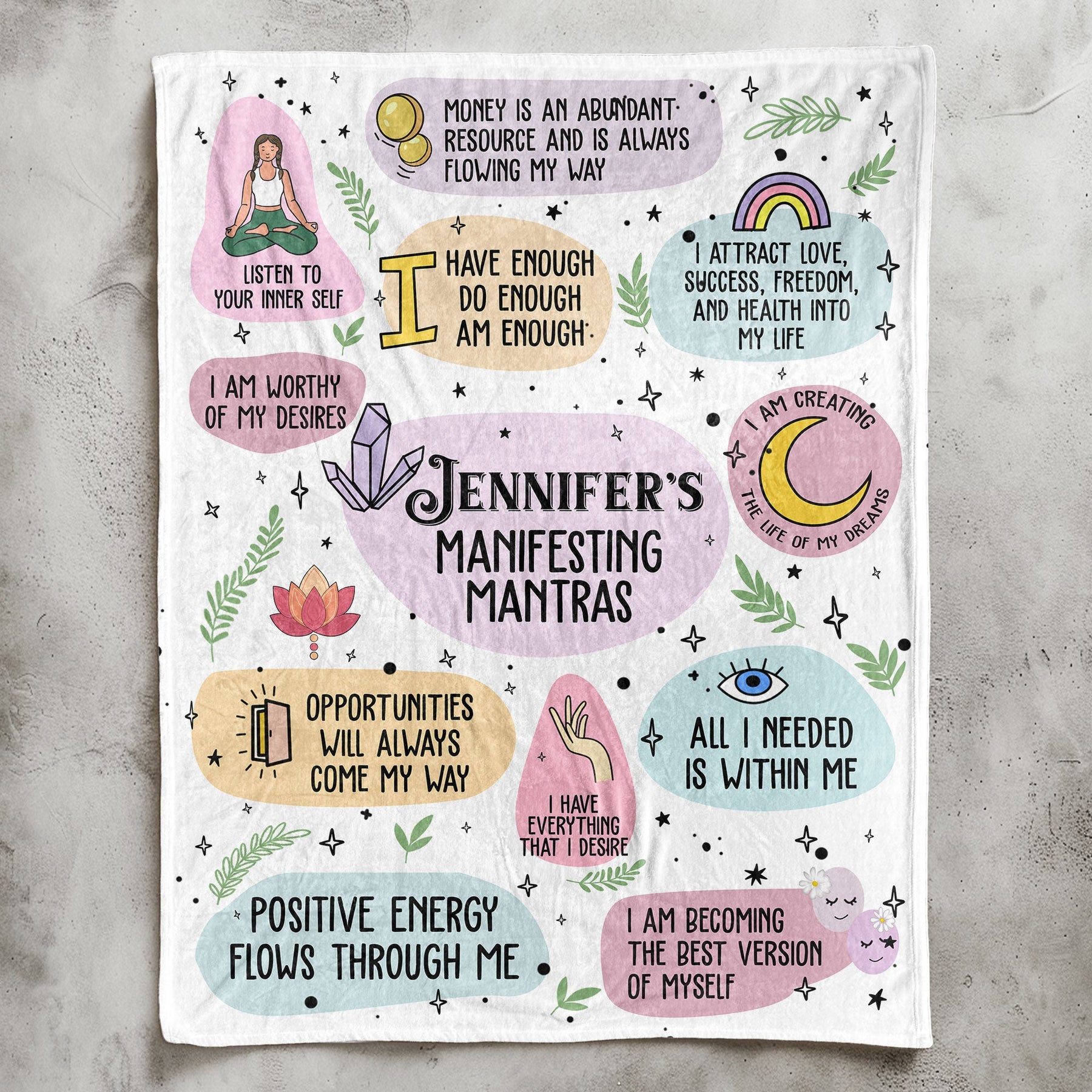 Manifesting Mantras Manifest Gift Affirmations Gift - Personalized Blanket