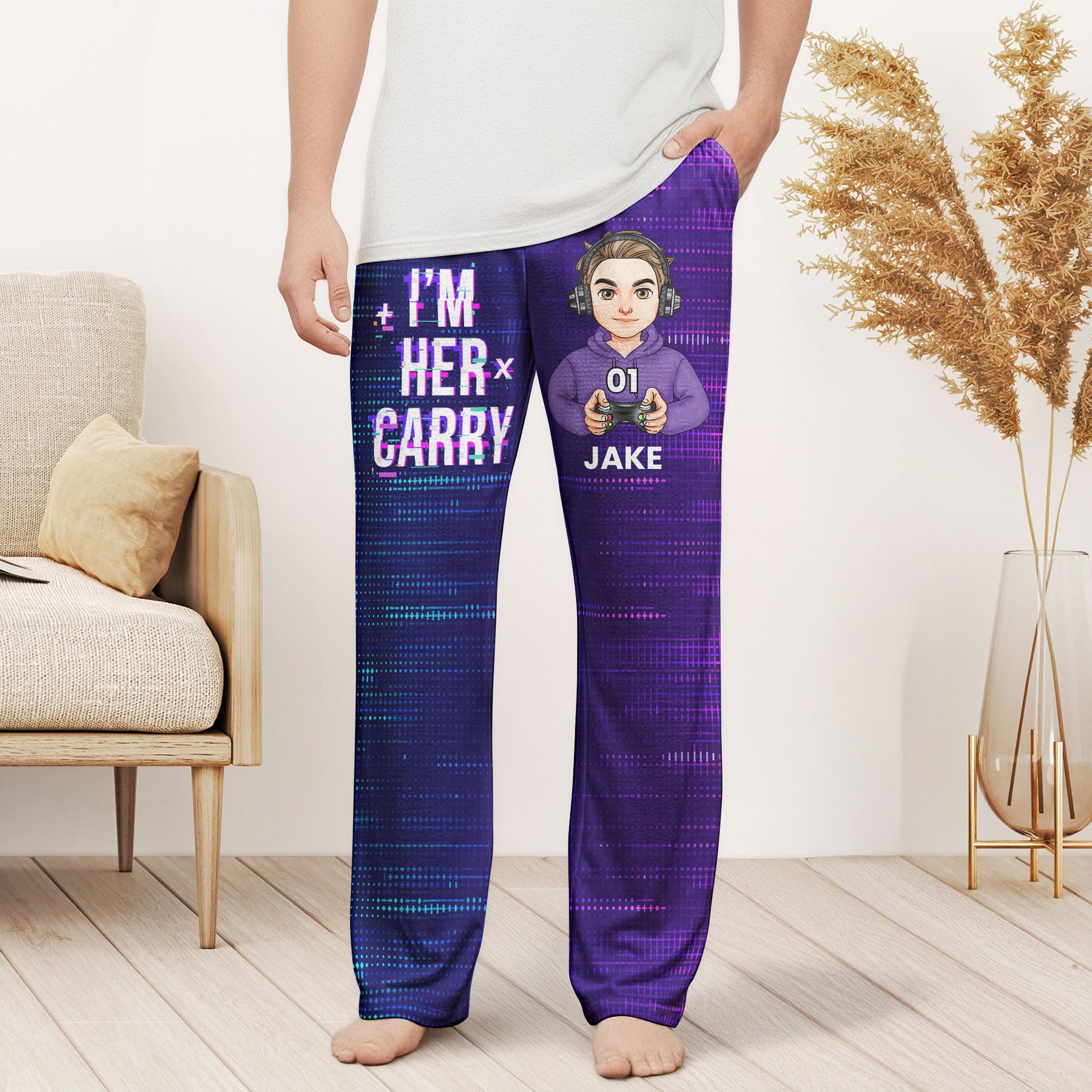 Matching Gaming Couples Player 01 02 For Gamer Lovers - Personalized Matching Lounge Pants With Pockets