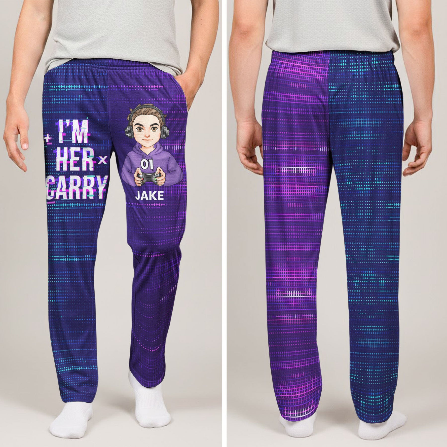 Matching Gaming Couples Player 01 02 For Gamer Lovers - Personalized Matching Lounge Pants With Pockets