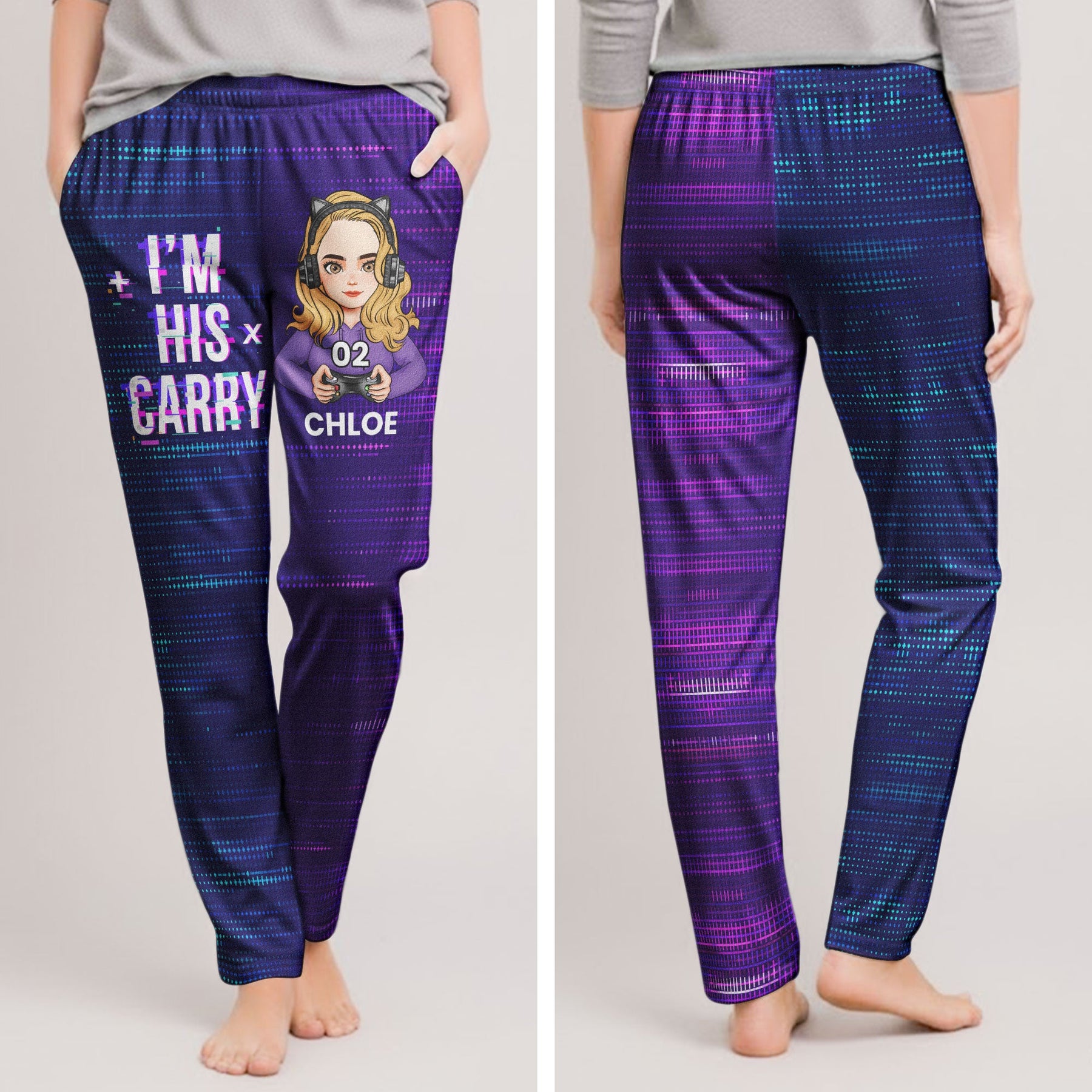 Matching Gaming Couples Player 01 02 For Gamer Lovers - Personalized Matching Lounge Pants With Pockets