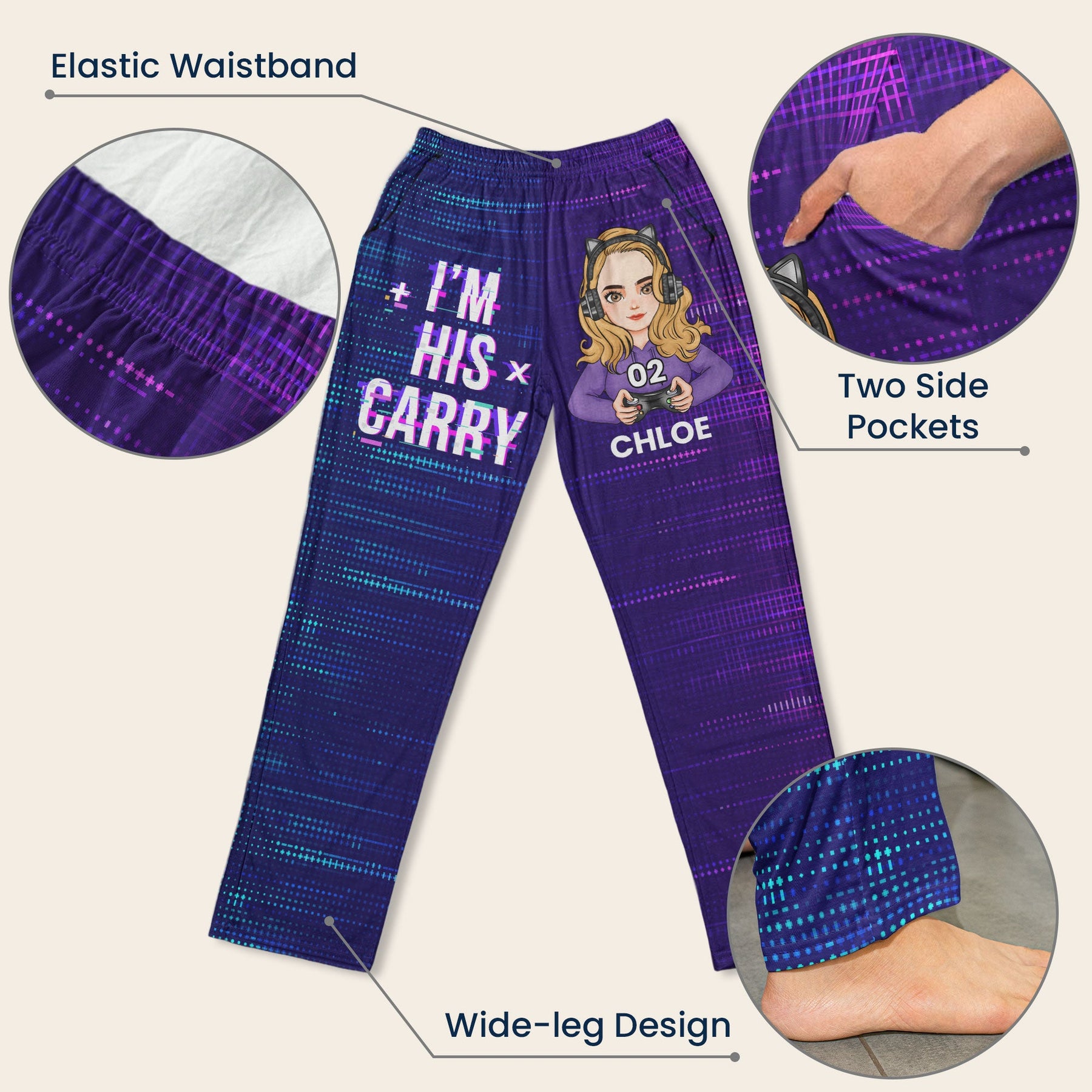 Matching Gaming Couples Player 01 02 For Gamer Lovers - Personalized Matching Lounge Pants With Pockets