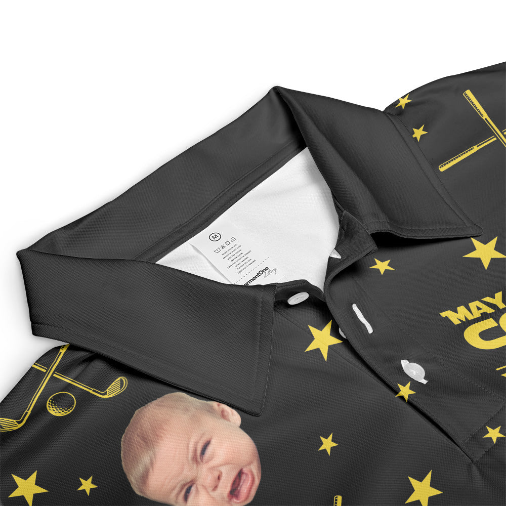 May The Course Be With You Daddy - Custom Faces - Personalized Photo Polo Shirt