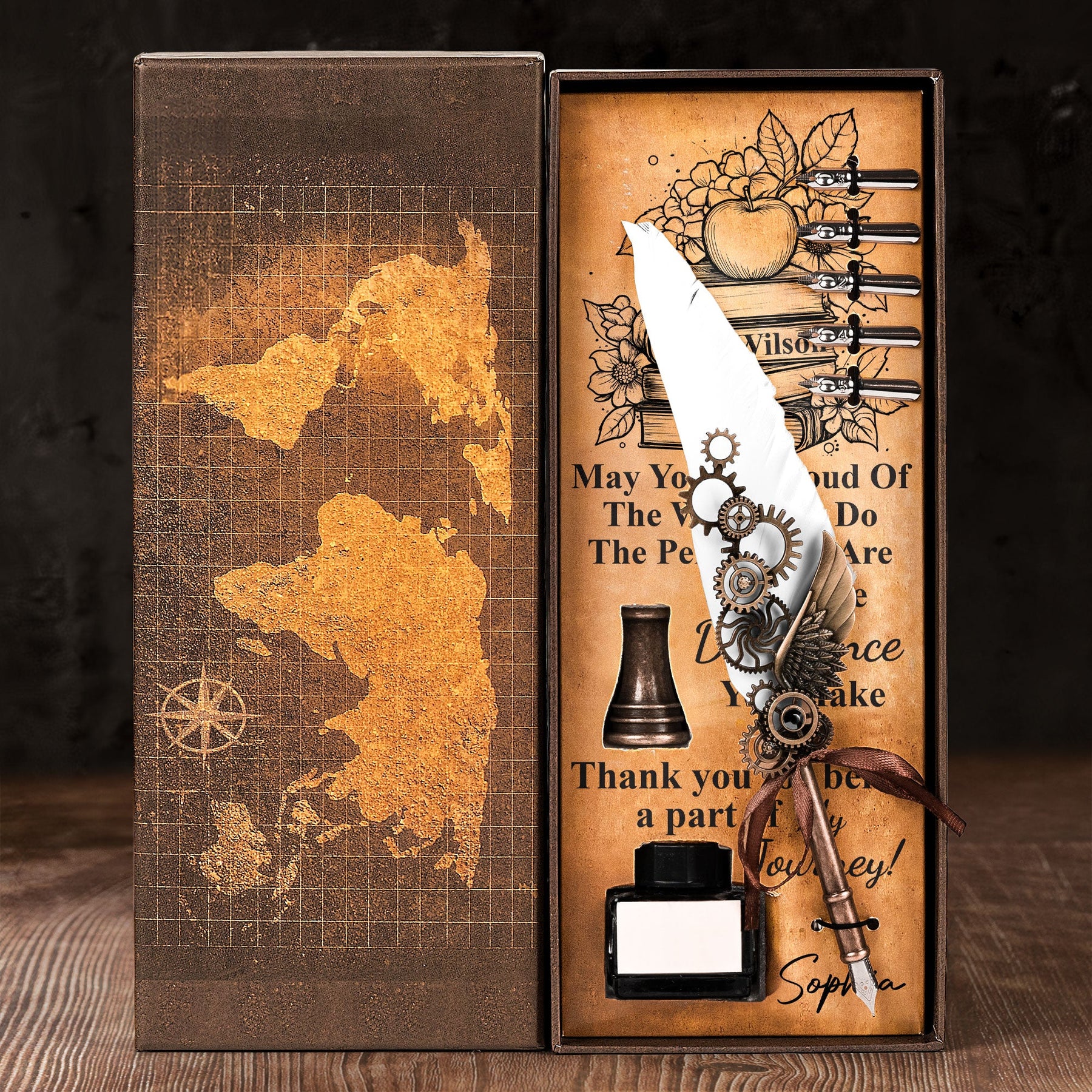 May You Be Proud Of The Work You Do - Feather Pen Set With Custom Card