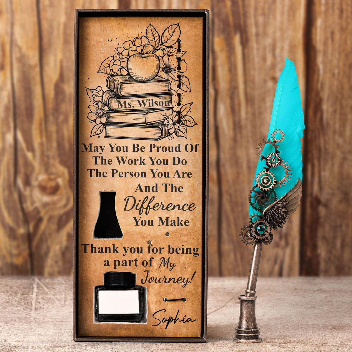 May You Be Proud Of The Work You Do - Feather Pen Set With Custom Card