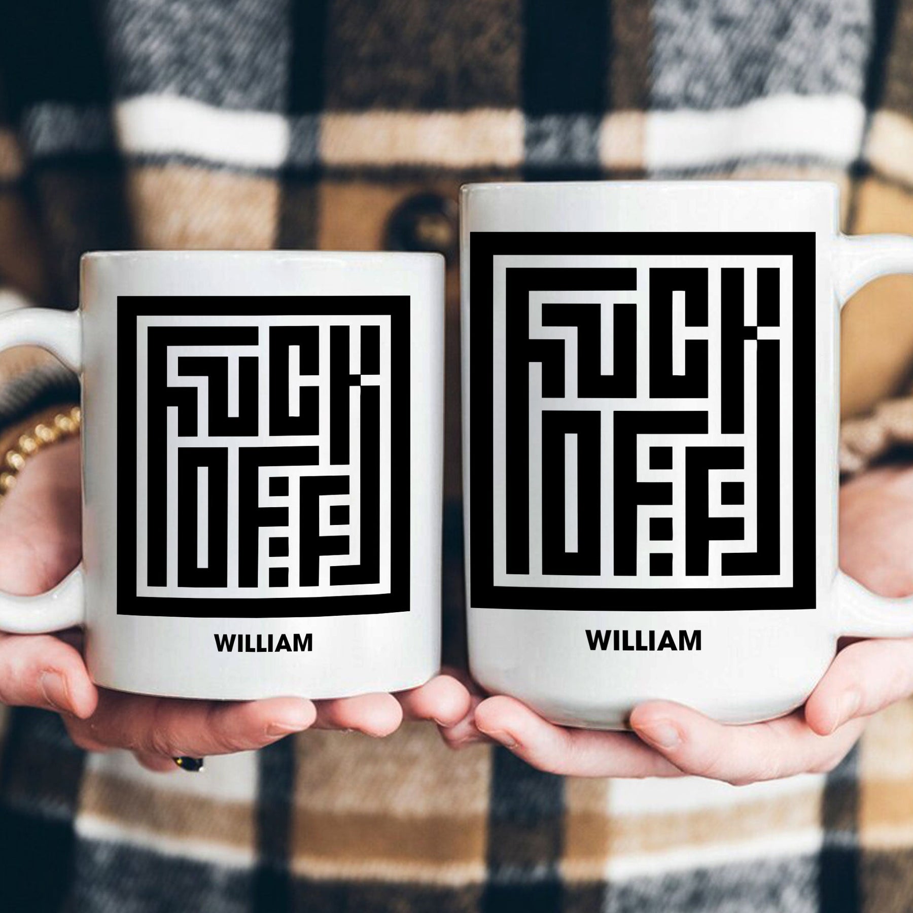 Maze Typography Hidden Message - Personalized Mug