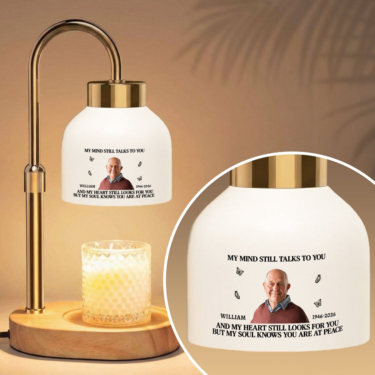 My Mind Still Talks To You Custom Photo Memorial Gift - Personalized Candle Warmer