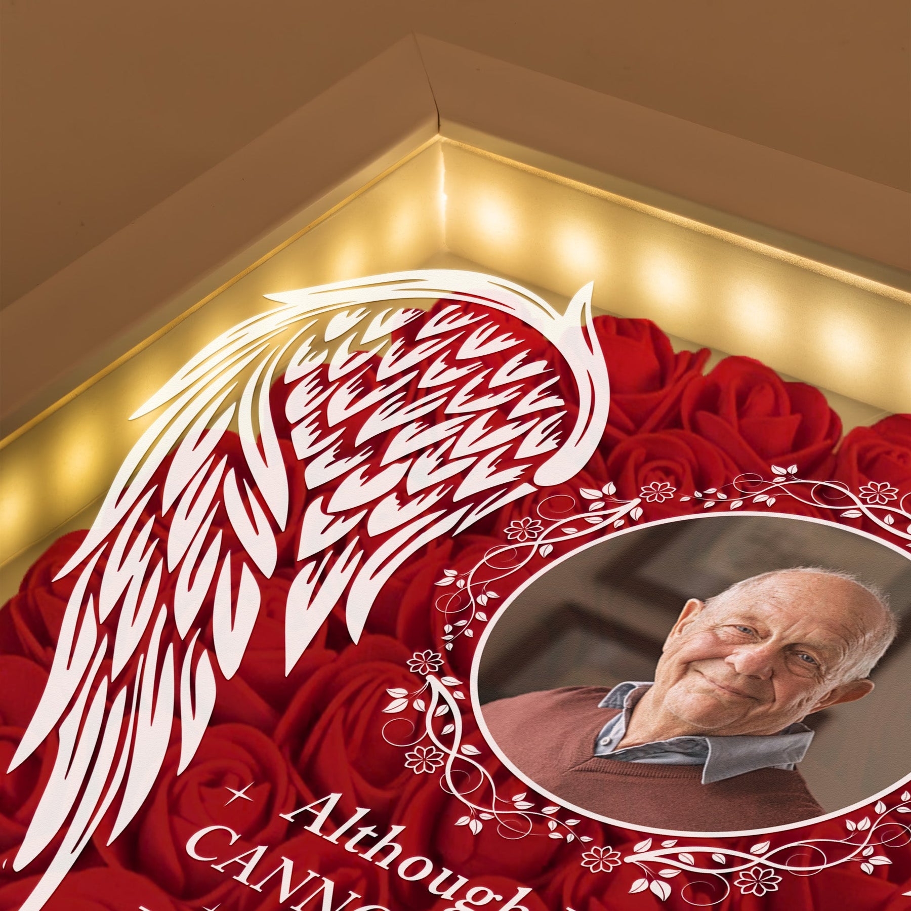 Memorial I'm Always With You - Personalized Photo Flower Shadow Box With LED Light